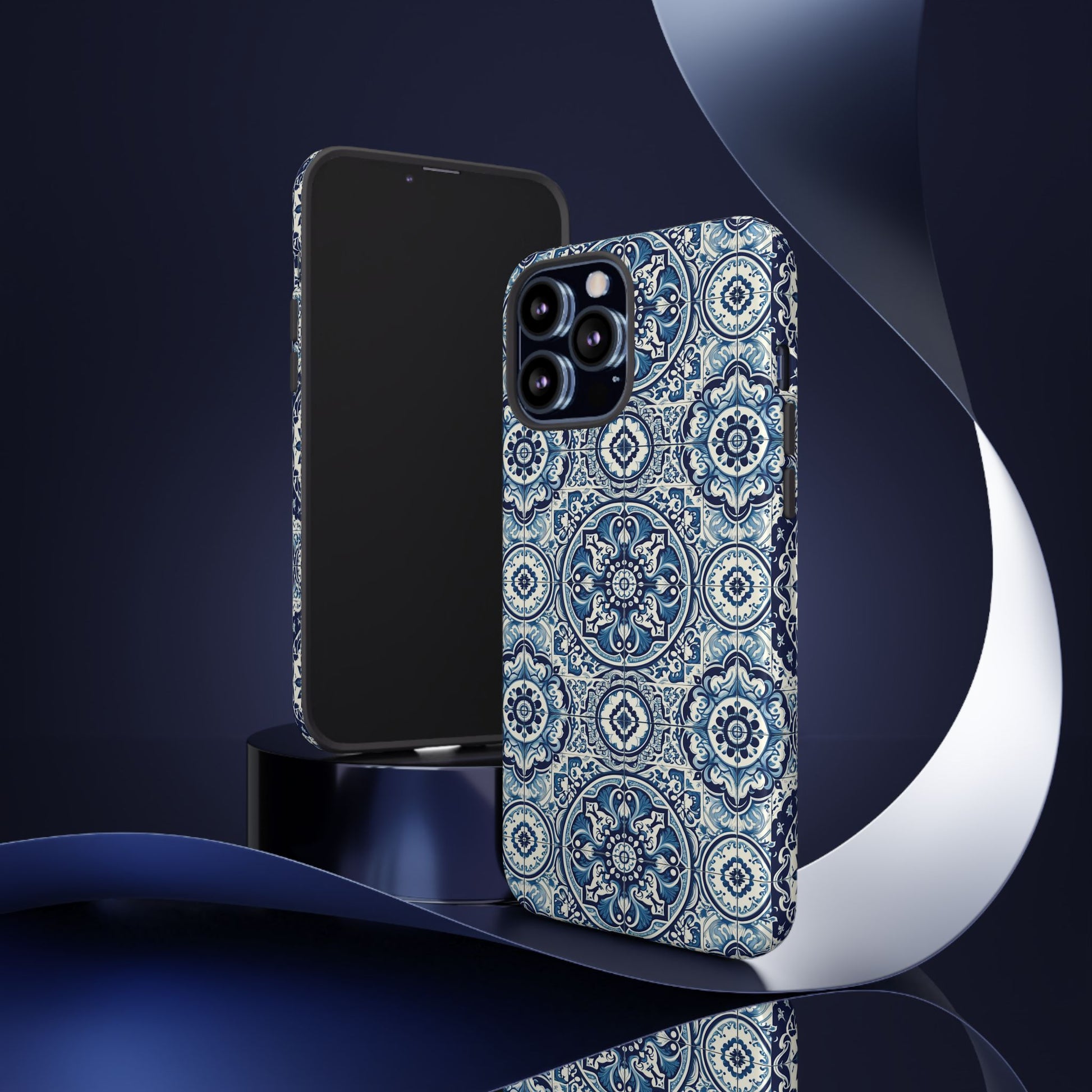 Azulejo Tile Phone Case Elegant Mediterranean Blue Porcelain Design iPhone 17, 16, 15, Samsung iPhone Samsung Accessory Gift for Her