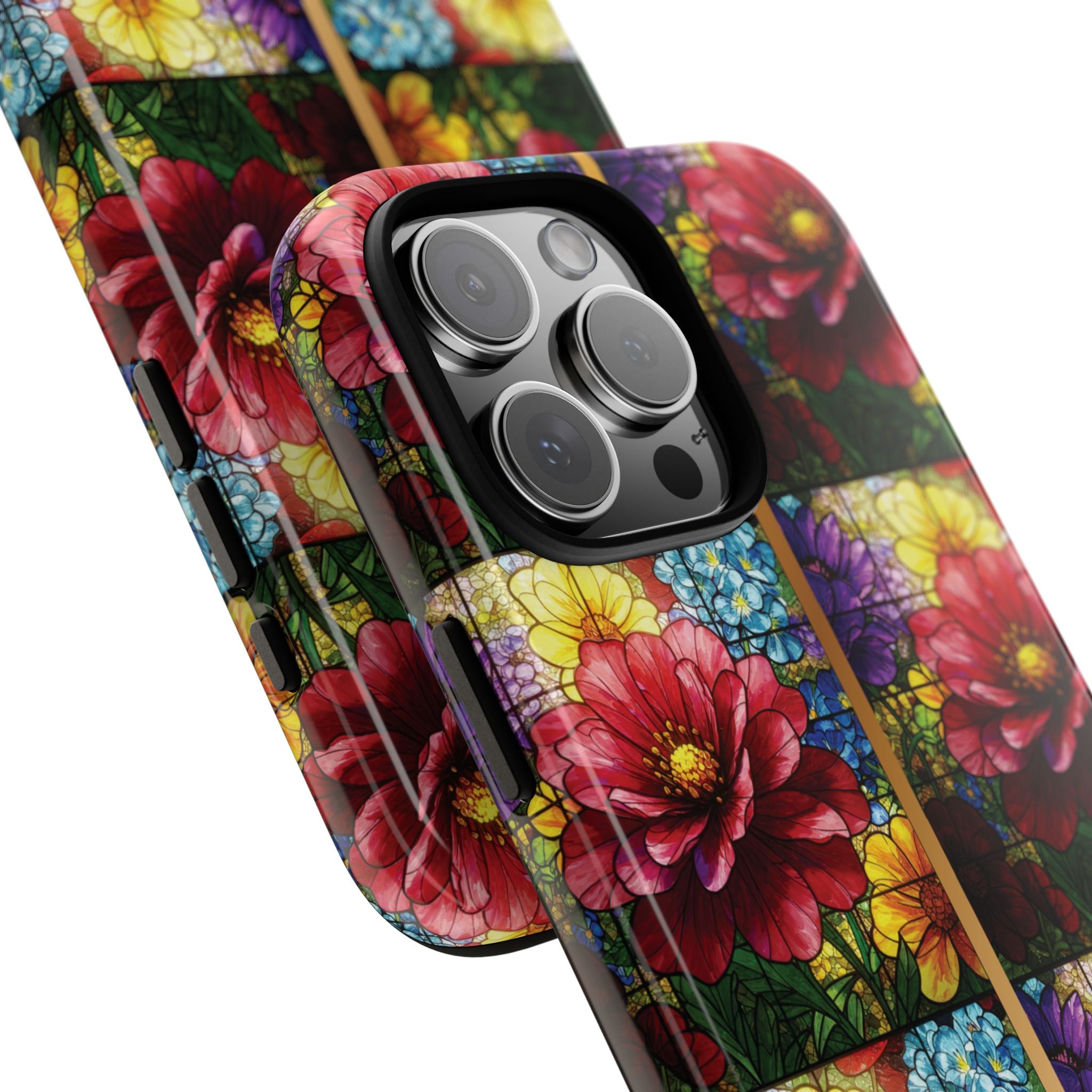 Stained Glass Illusion Floral Phone Case  3D Colorful Flower Design, Protective Christian Gift, Fits iPhone, Samsung, Google Pixel