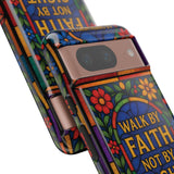 Walk by Faith Stain Glass Illusion Everywhere Christian Tough Phone Case with Bible Verse or Affirmation  Protective, Inspirational Gift for Christians