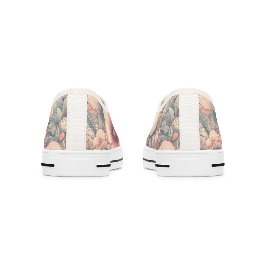 Floral Women's Low Top Sneakers Breathable Polyester Canvas, Lightweight Stylish Floral Pastel Design, Comfortable All-Day Wear, Perfect for Walking and Everyday Activities - MRSBYVALLE