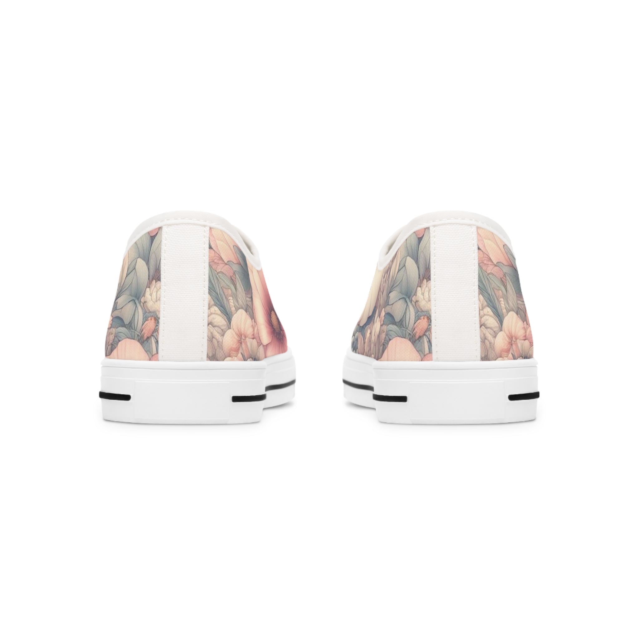 Floral Women's Low Top Sneakers Breathable Polyester Canvas, Lightweight Stylish Floral Pastel Design, Comfortable All-Day Wear, Perfect for Walking and Everyday Activities - MRSBYVALLE