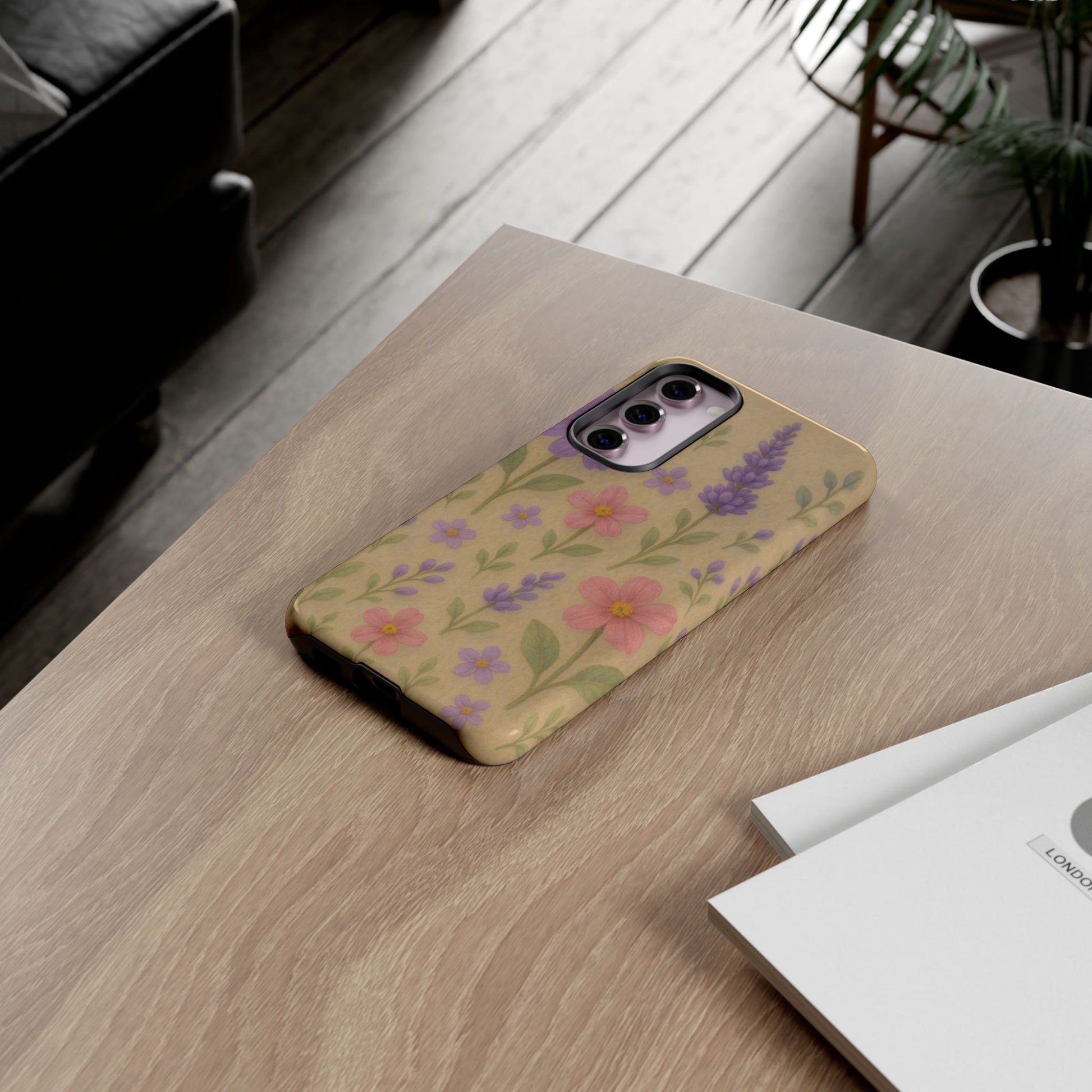 3D Illusion Wildflower Phone Case Cute Pastel Floral Design in Lavender, Pink, Mint Green – Aesthetic Protective Case for iPhone and  Android
