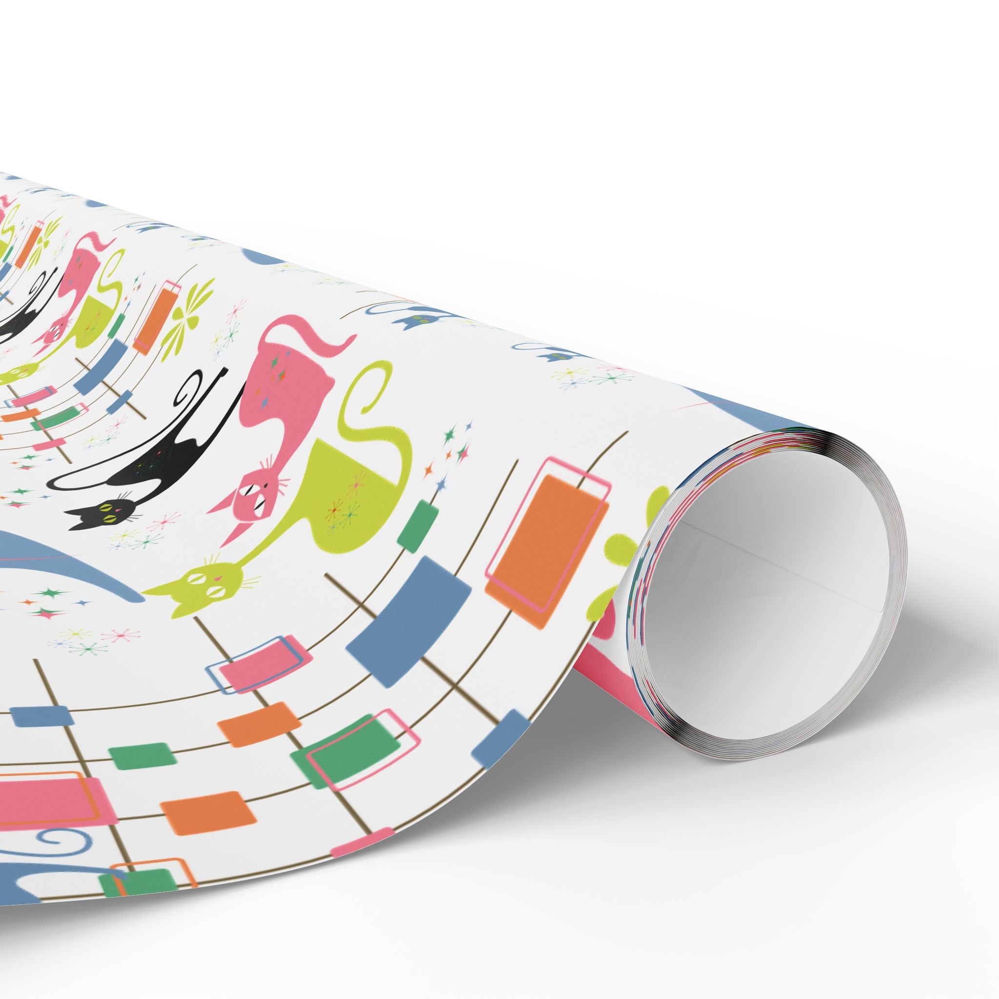 Atomic Kitty Retro Wrapping Paper — Retro Cat Gift Wrap