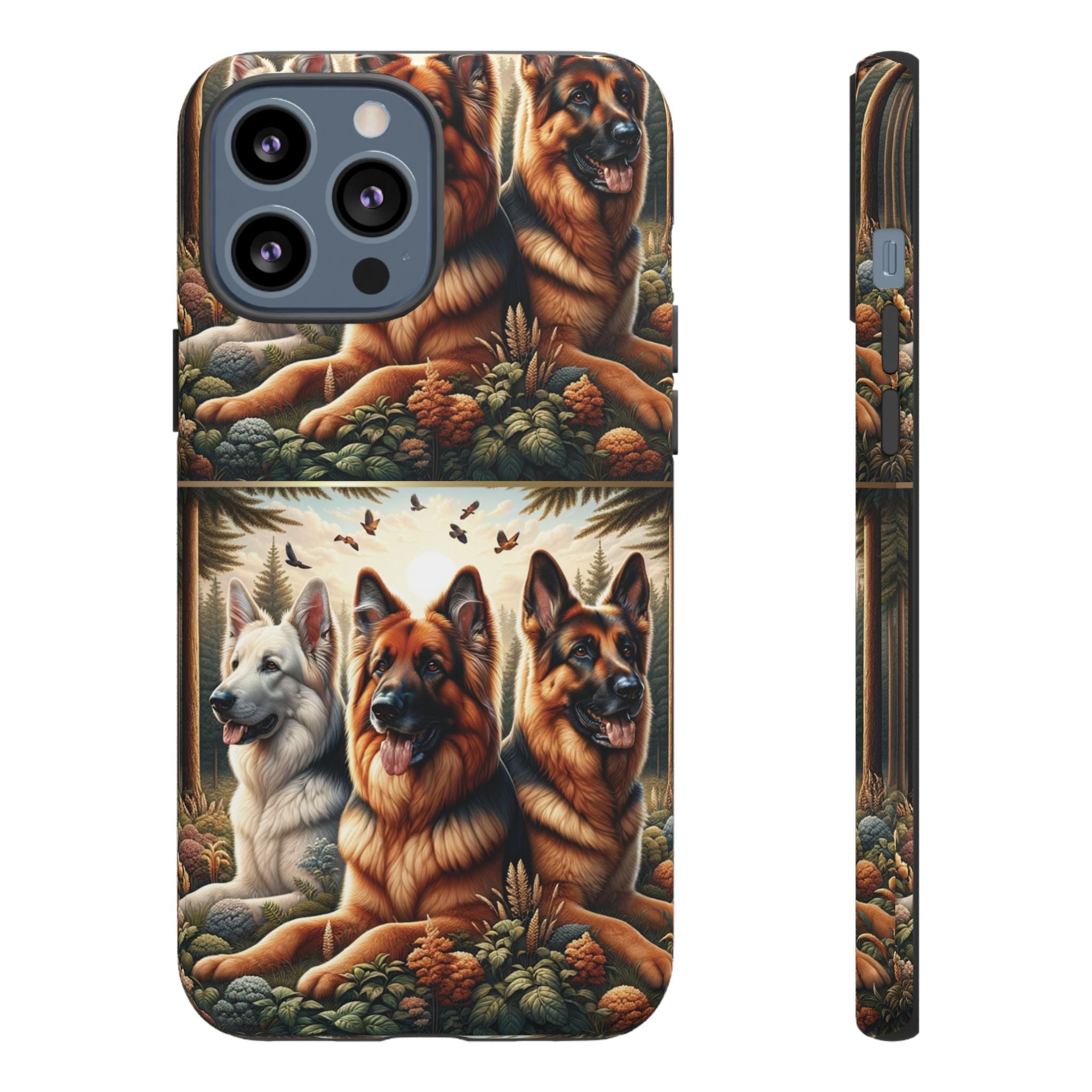 German Shepherd Phone Tough Case Floral Elegant Durable Dog Lover Devices iPhone 15, Samsung iPhone Samsung Accessory Gift for Her