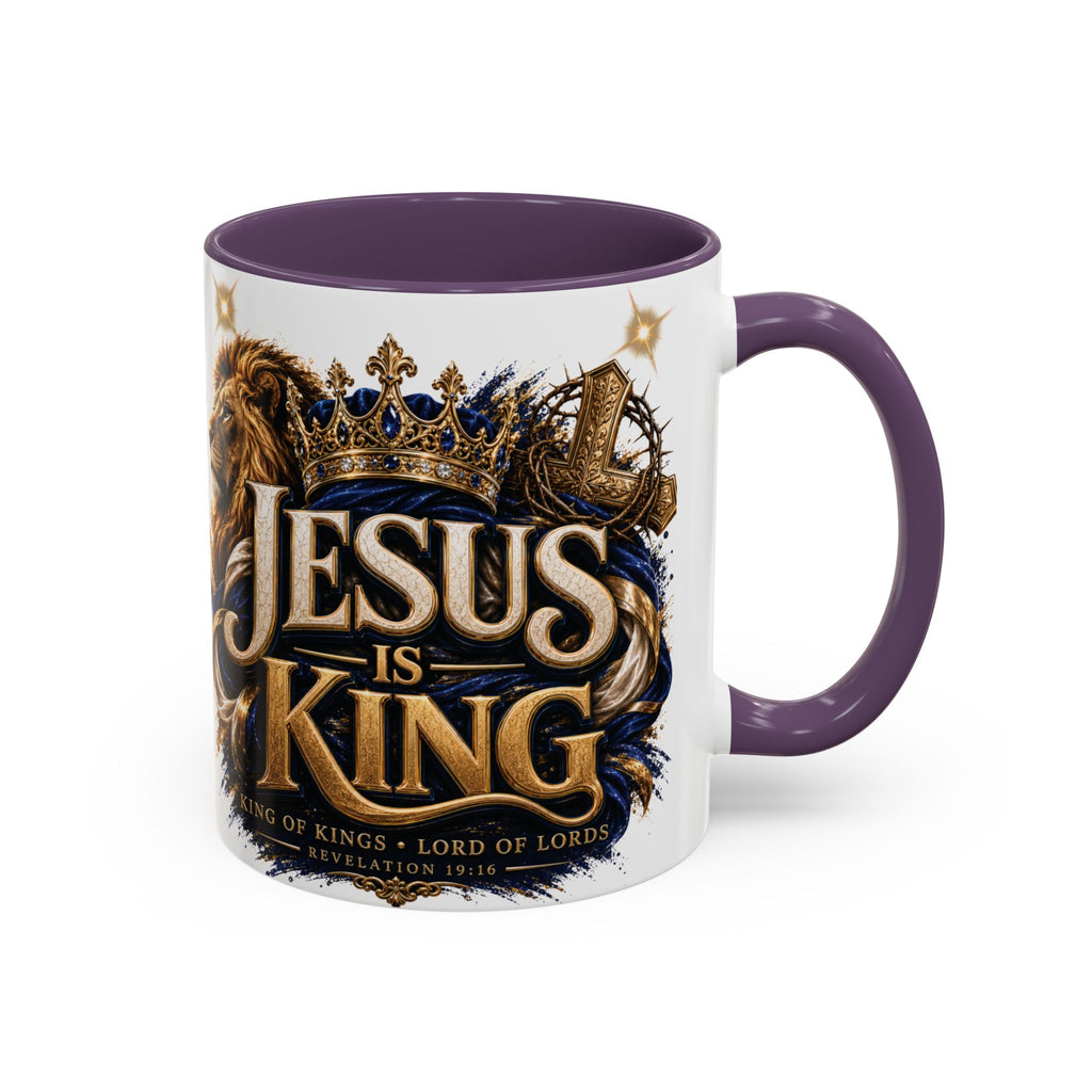 Jesus Is King Coffee Mug Christian Faith Accent Mug (11/15oz) Gift for Dad Mom