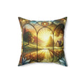 Farmhouse Sunset Stained Glass Illusion Pillow Rustic Country Scene Square Throw Pillow | Unique Home Decor for Living Room, Bedroom, or Gifting100% Polyester Cover with Double-Sided Print, Concealed Zipper, Bridal Shower Gift - MRSBYVALLE