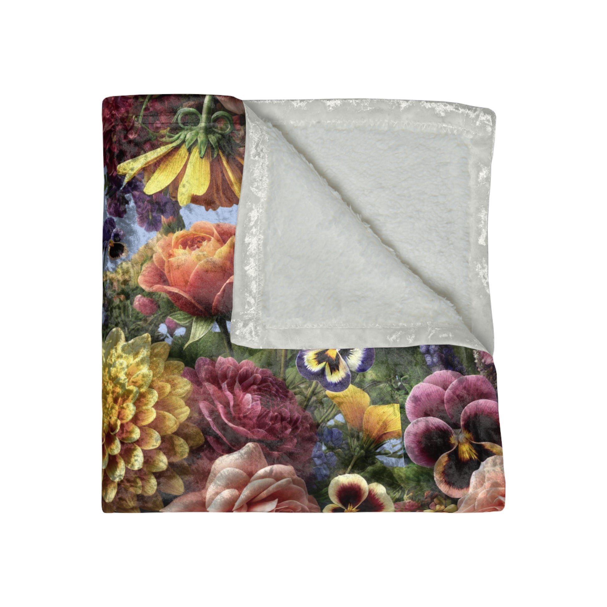 Luxurious Crushed Velvet Blanket Beautiful Fall Floral Design, Ultra-Soft and Cozy, Perfect for Autumn Home Decor, 50"x60" Throw for Beds and Sofas