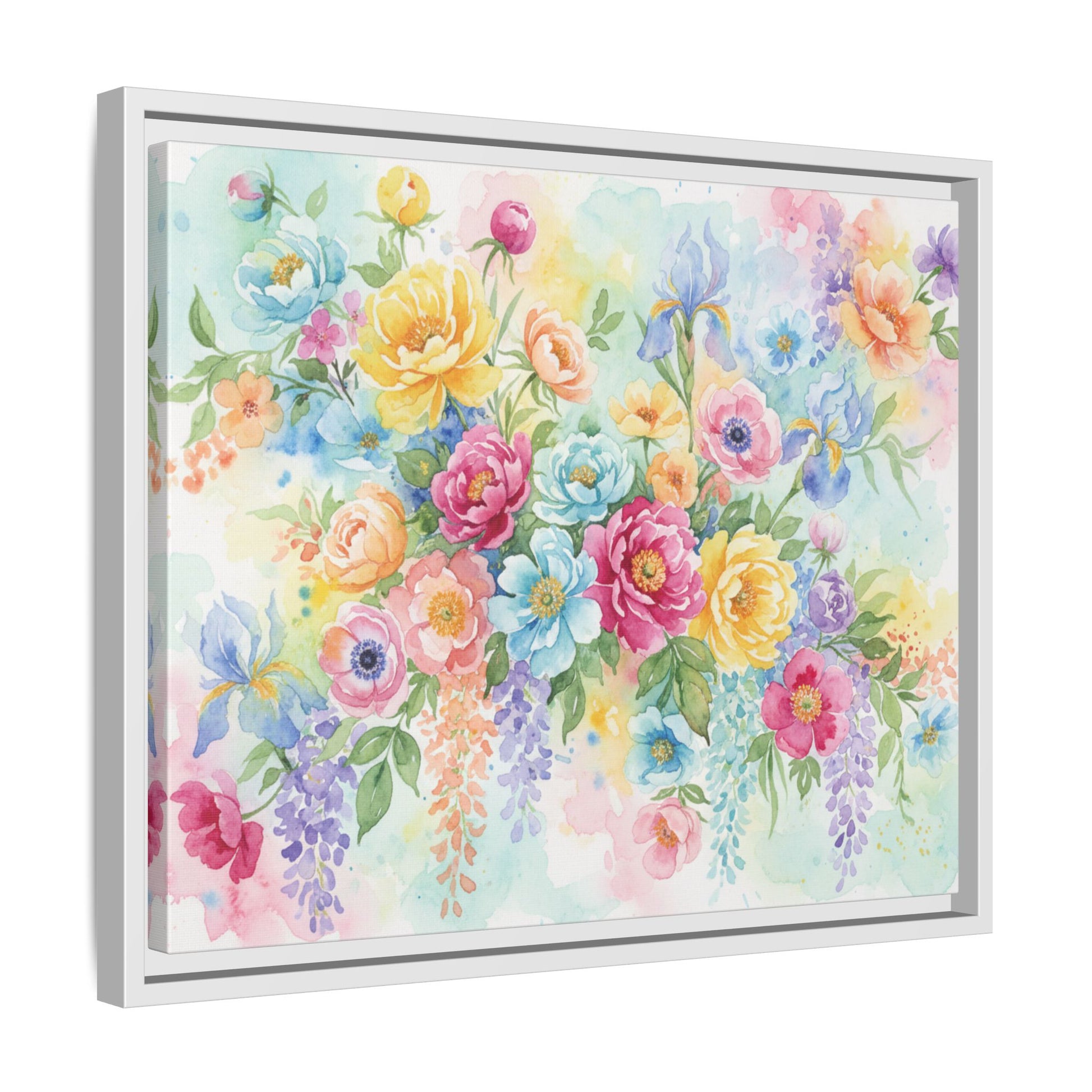 Watercolor Floral Bouquet Canvas, Framed Matte Wall Art | Multi-Color Wall Art