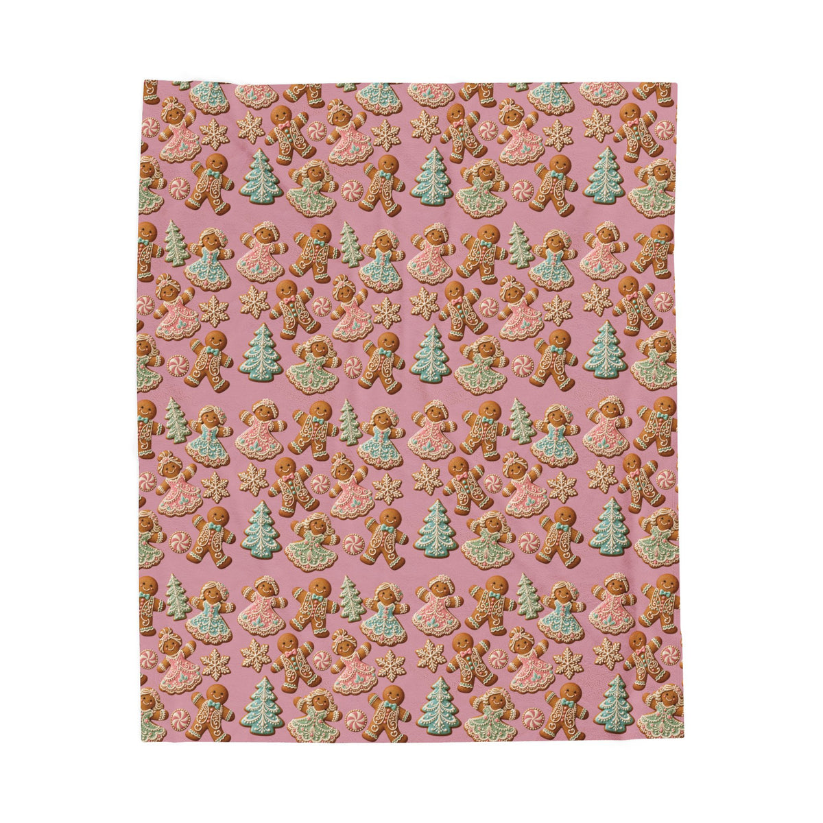 Gingerbread Holiday Velveteen Plush Blanket