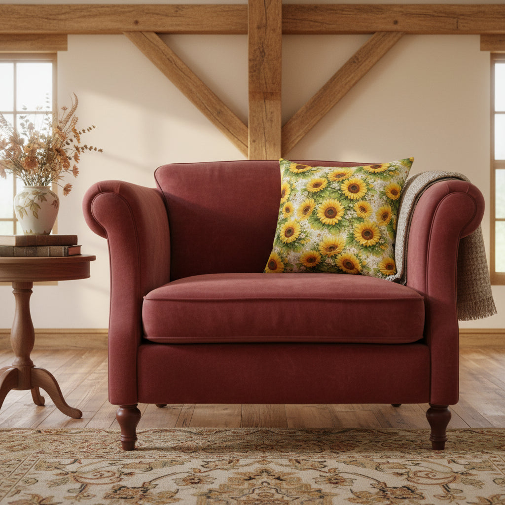 SunFlowers Vintage Tablecloth Square Pillow — Elegant Decorative Throw Pillow