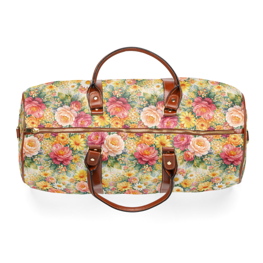 Sac de voyage étanche — Jardin botanique luxuriant et sauvage rose et jaune