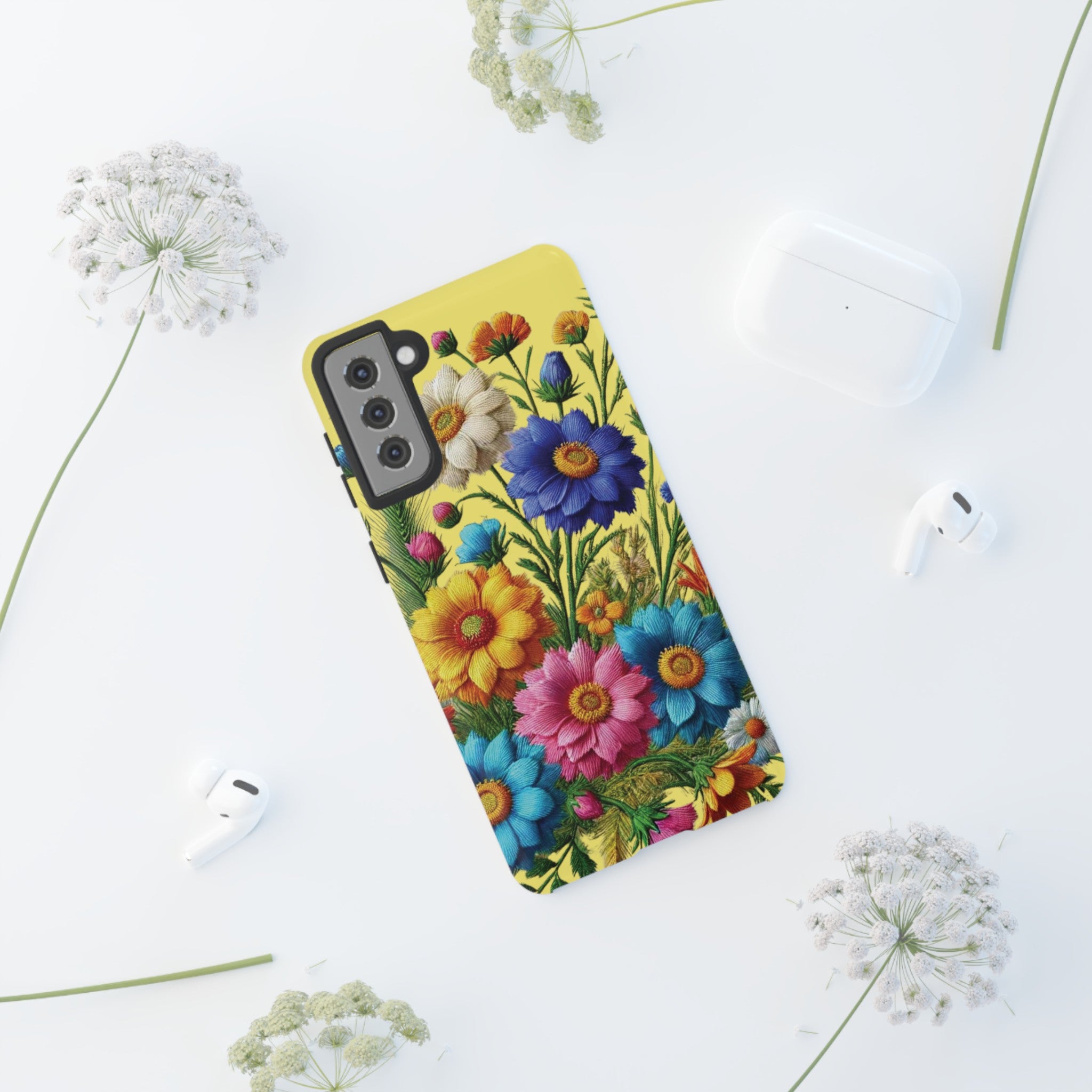 Phone Case Yellow Bright Floral Protective Phone Case Gift for Her Phone 15, Samsung iPhone Samsung  iPhone 15, Samsung iPhone Samsung Accessory Gift for Her
