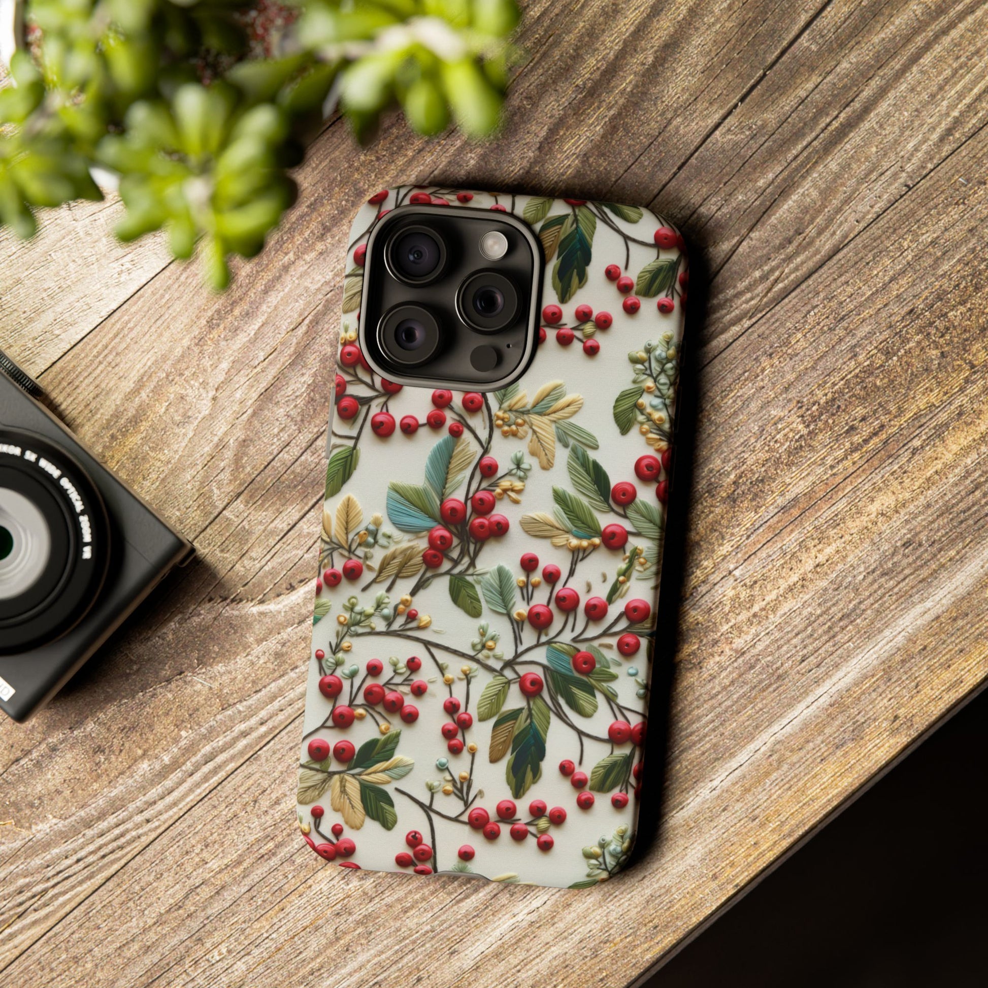 Holly Christmas Wildflowers Boho Chic Design Phone Case - Stylish, Protective Cover for All Models Gift for Mom Accessory Gift for Her