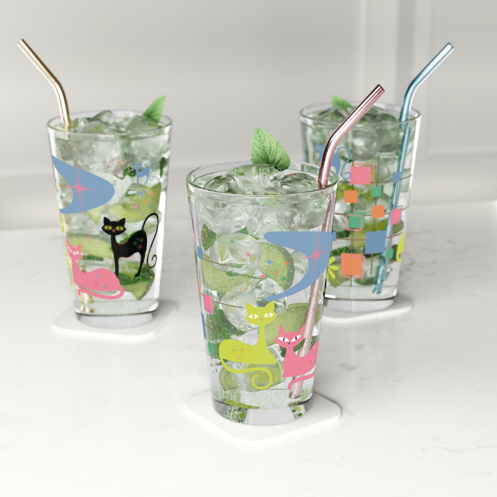 Verre à pinte Atomic Kitty Retro — Verre à boisson vintage pour fêtes de 47 cl