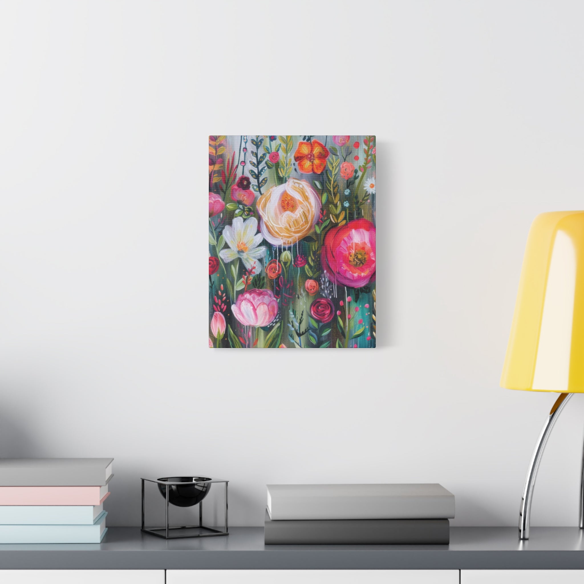 Watercolor Boho Floral Wall Art Matte Canvas Stretched, Vibrant Botanical Design, Perfect for Living Room, Bedroom, or Office Decor, Adds a Stylish Touch to Any Space - MRSBYVALLE