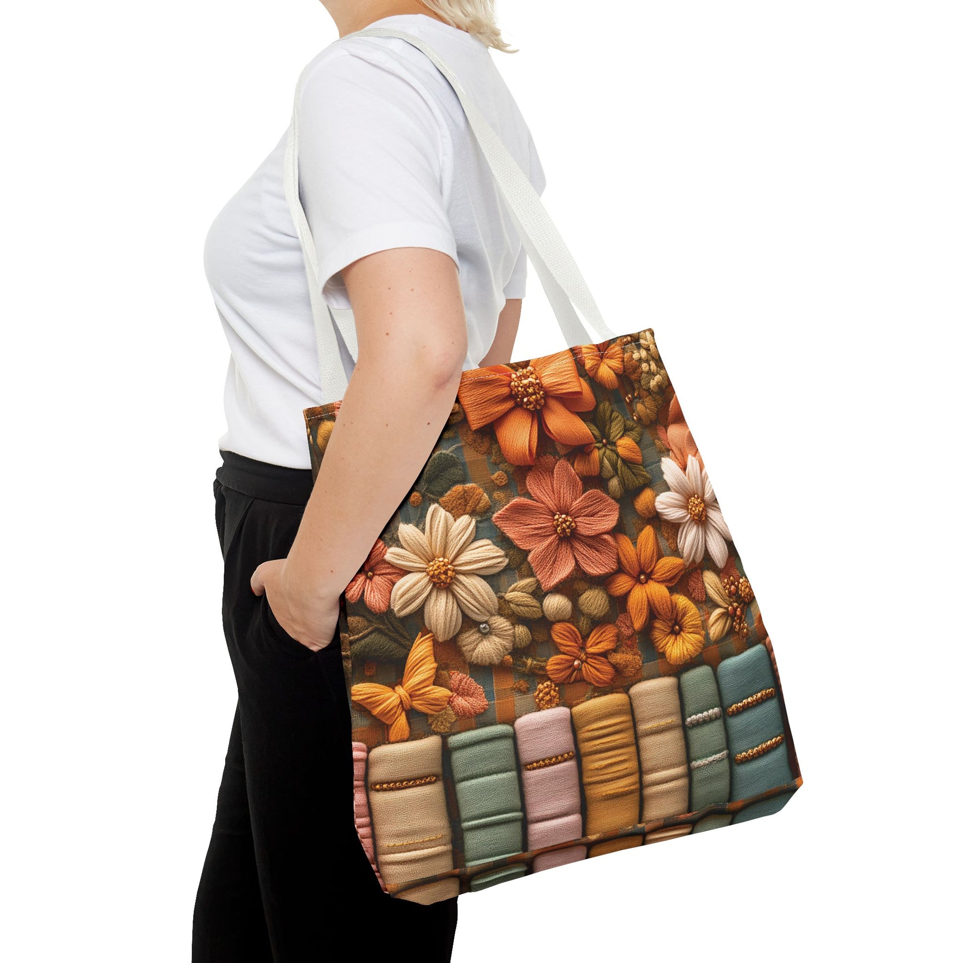 Boho Floral 3D Illusion Tote with Books Design Stylish and Functional Bag for Everyday Use Durable, Reusable, and Perfect for Book Lovers and Boho Enthusiasts Season - MRSBYVALLE