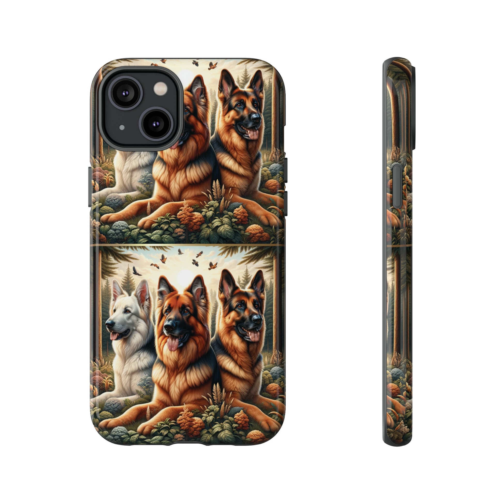 German Shepherd Phone Tough Case Floral Elegant Durable Dog Lover Devices iPhone 15, Samsung iPhone Samsung Accessory Gift for Her.
