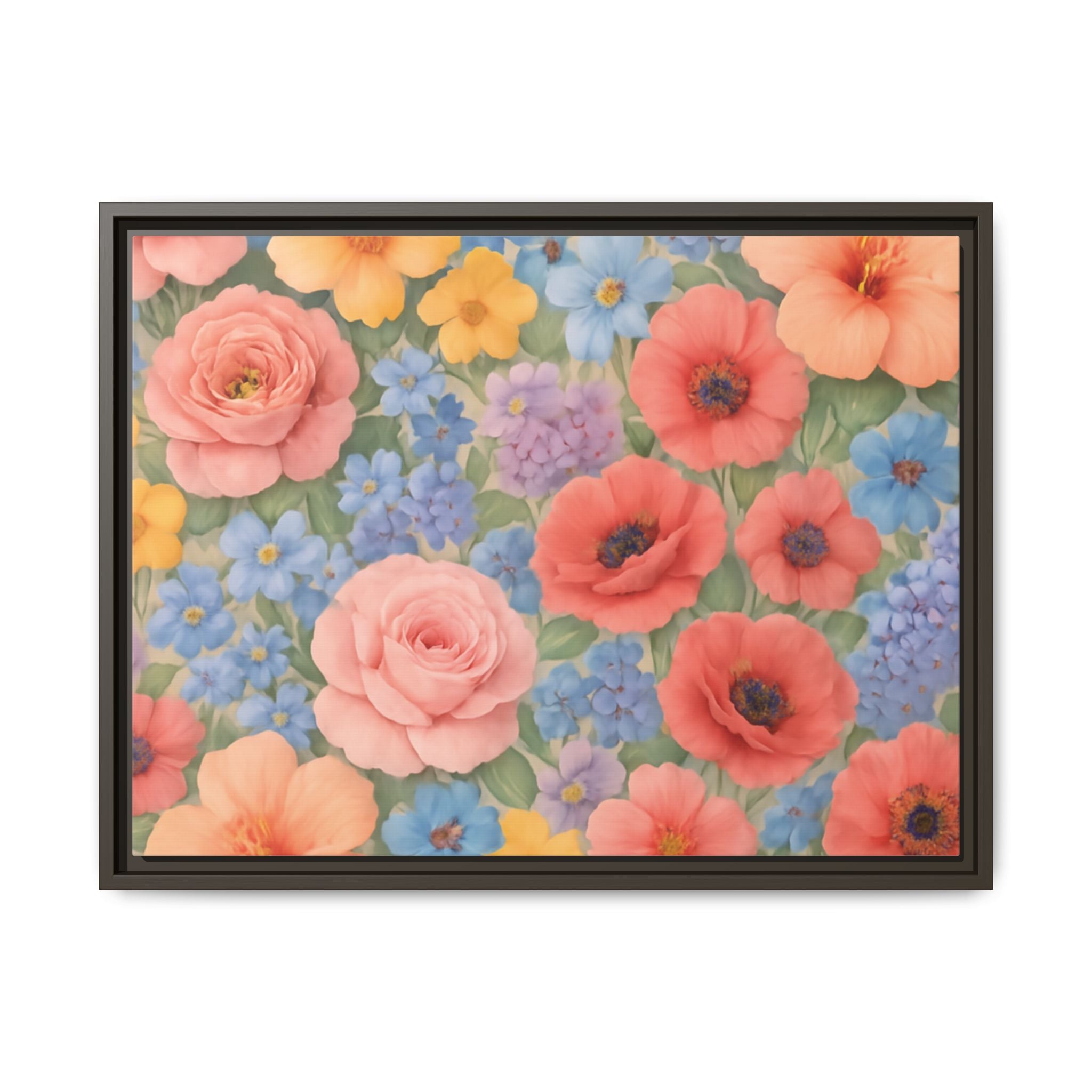 Luxury Framed Floral Canvas – Bold Multi-Color Botanical Wall Art, Elegant Nature-Inspired Accent for Living Room, Bedroom, or Office Décor Gift for Mom