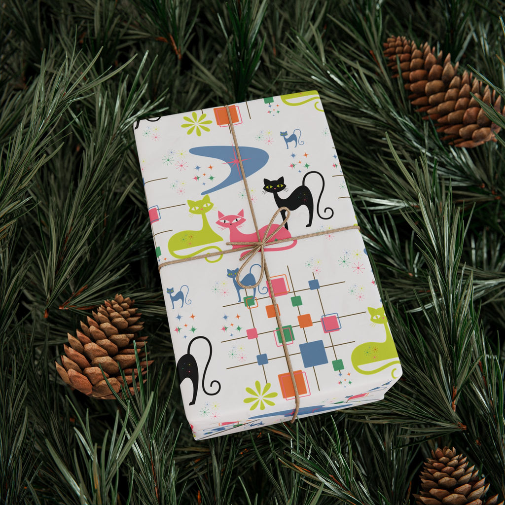 Atomic Kitty Retro Wrapping Paper — Retro Cat Gift Wrap