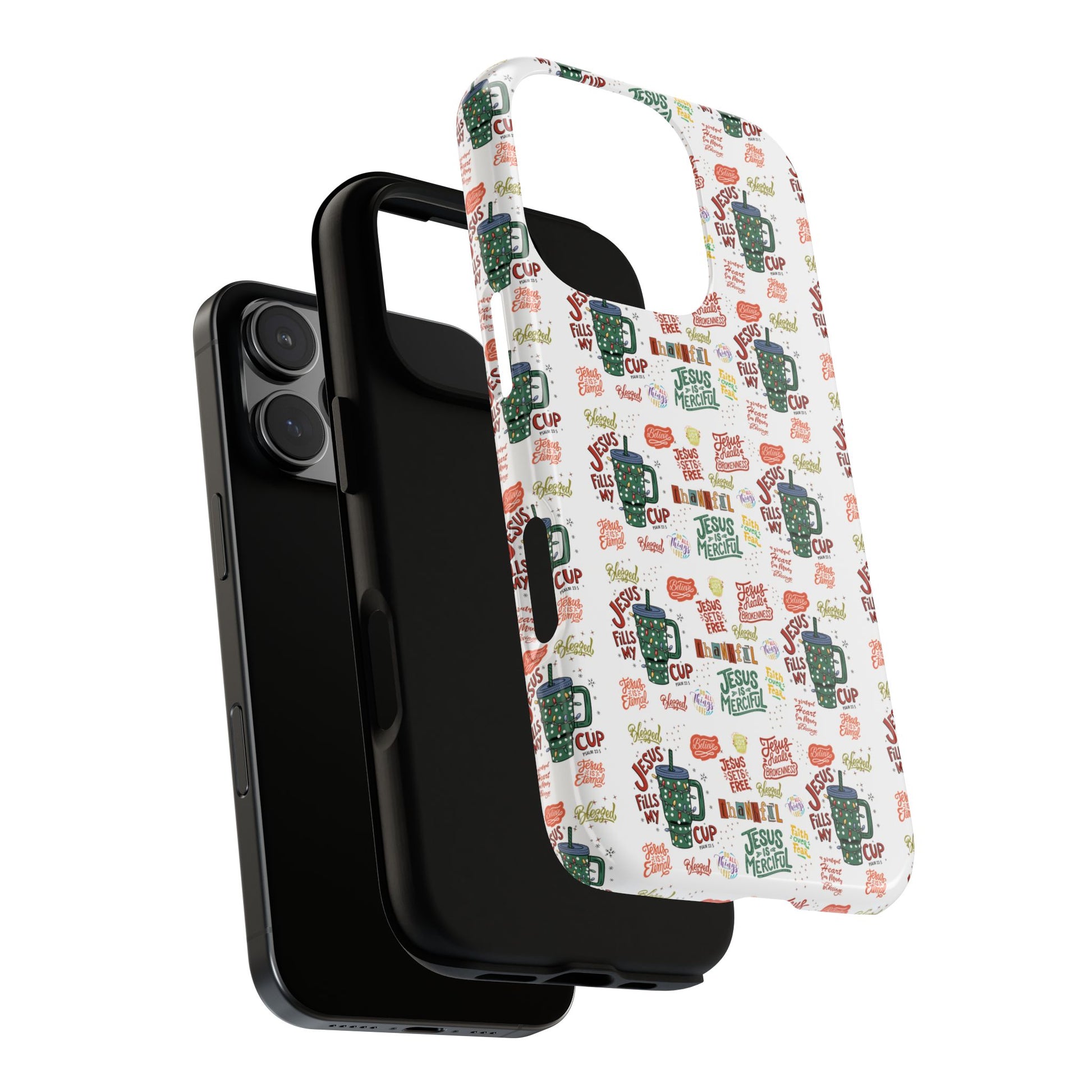 Jesus Fill My Cup Phone Case Cute Floral Design in Red, Pink, Blue – Aesthetic Protective Case for iPhone and  Android