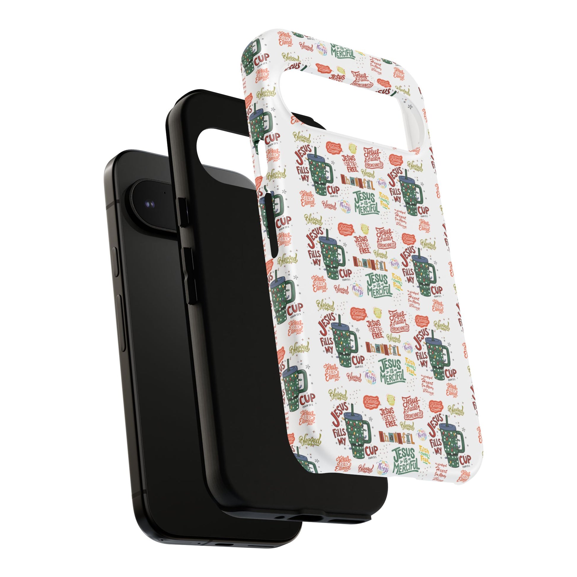 Jesus Fill My Cup Phone Case Cute Floral Design in Red, Pink, Blue – Aesthetic Protective Case for iPhone and  Android