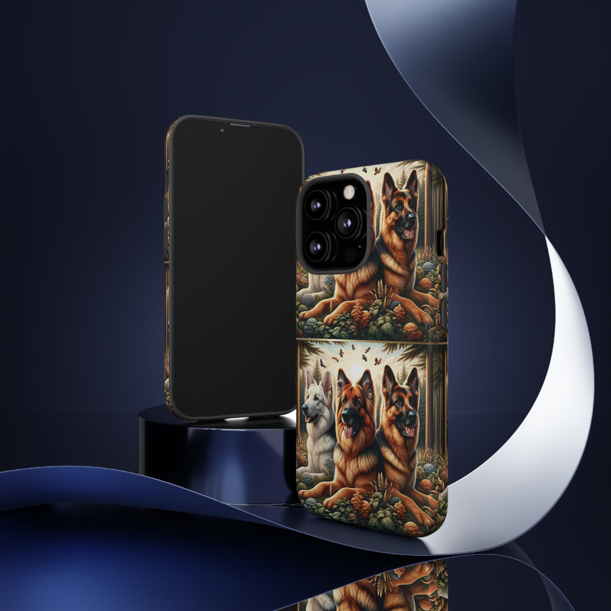 German Shepherd Phone Tough Case Floral Elegant Durable Dog Lover Devices iPhone 15, Samsung iPhone Samsung Accessory Gift for Her.