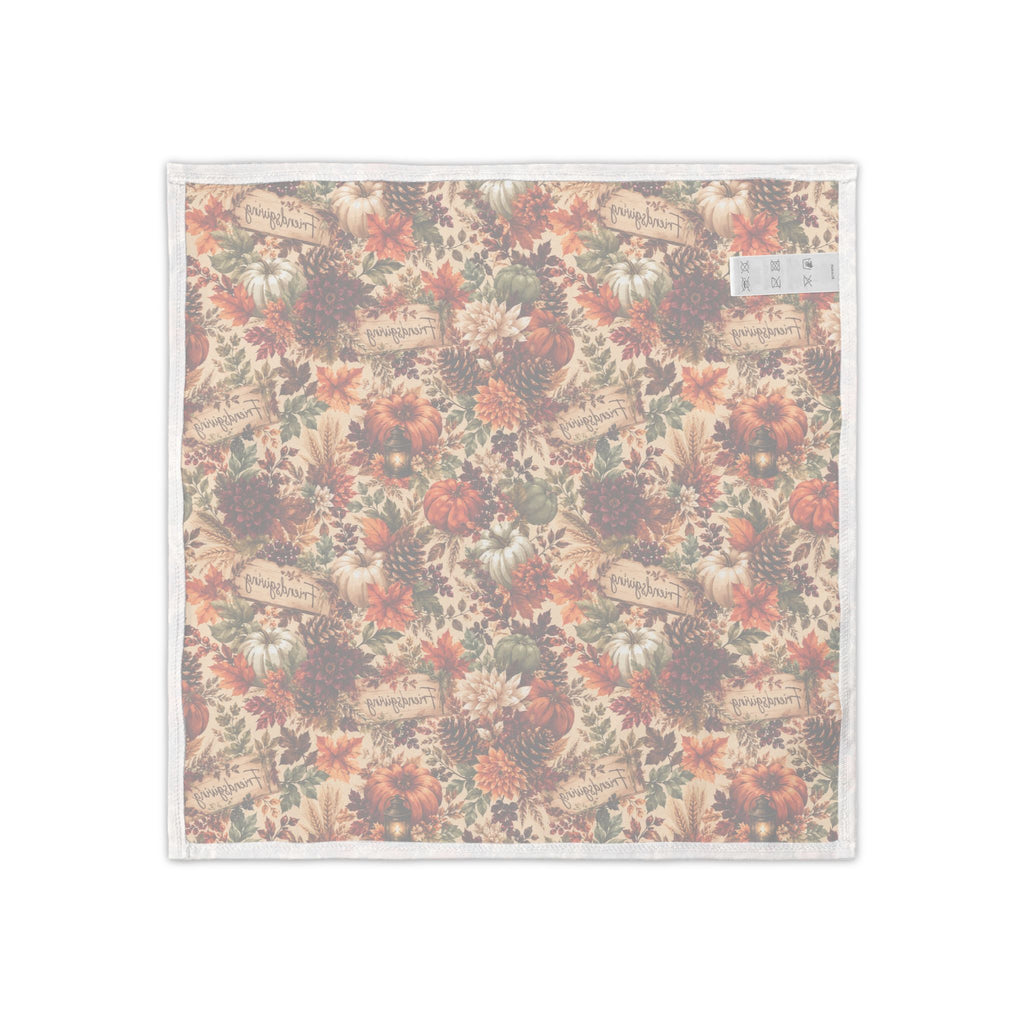 Autumn Harvest pattern Napkins | fall pumpkins leaves cranberries set of 4