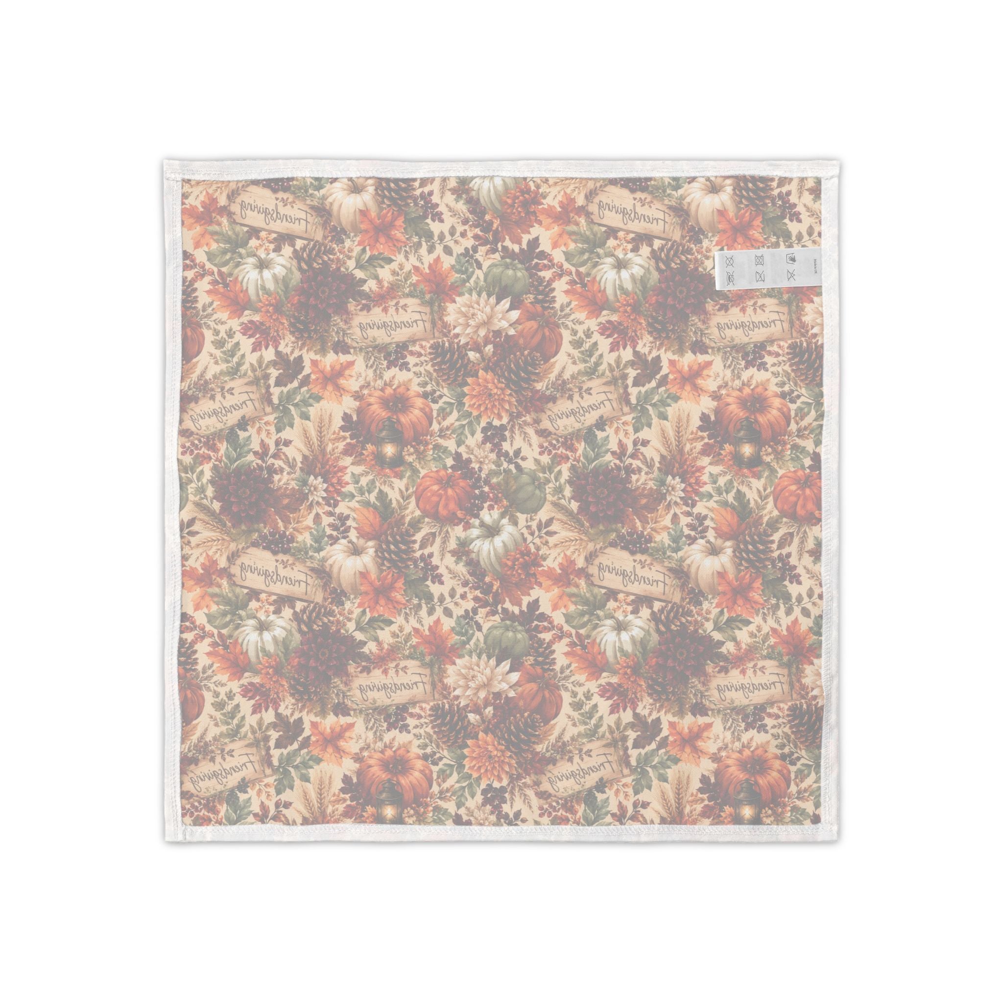 Autumn Harvest pattern Napkins | fall pumpkins leaves cranberries set of 4