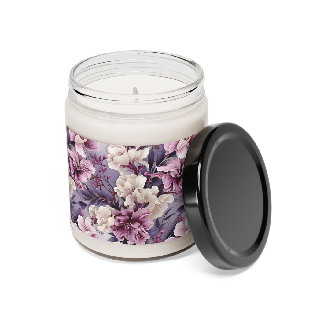 Purple Floral Candle Perfect for Relaxation Home Ambiance Scented Soy Candle, 9oz, Wedding, Bridal Shower, Mother's Day Gift Housewarming Gift - MRSBYVALLE