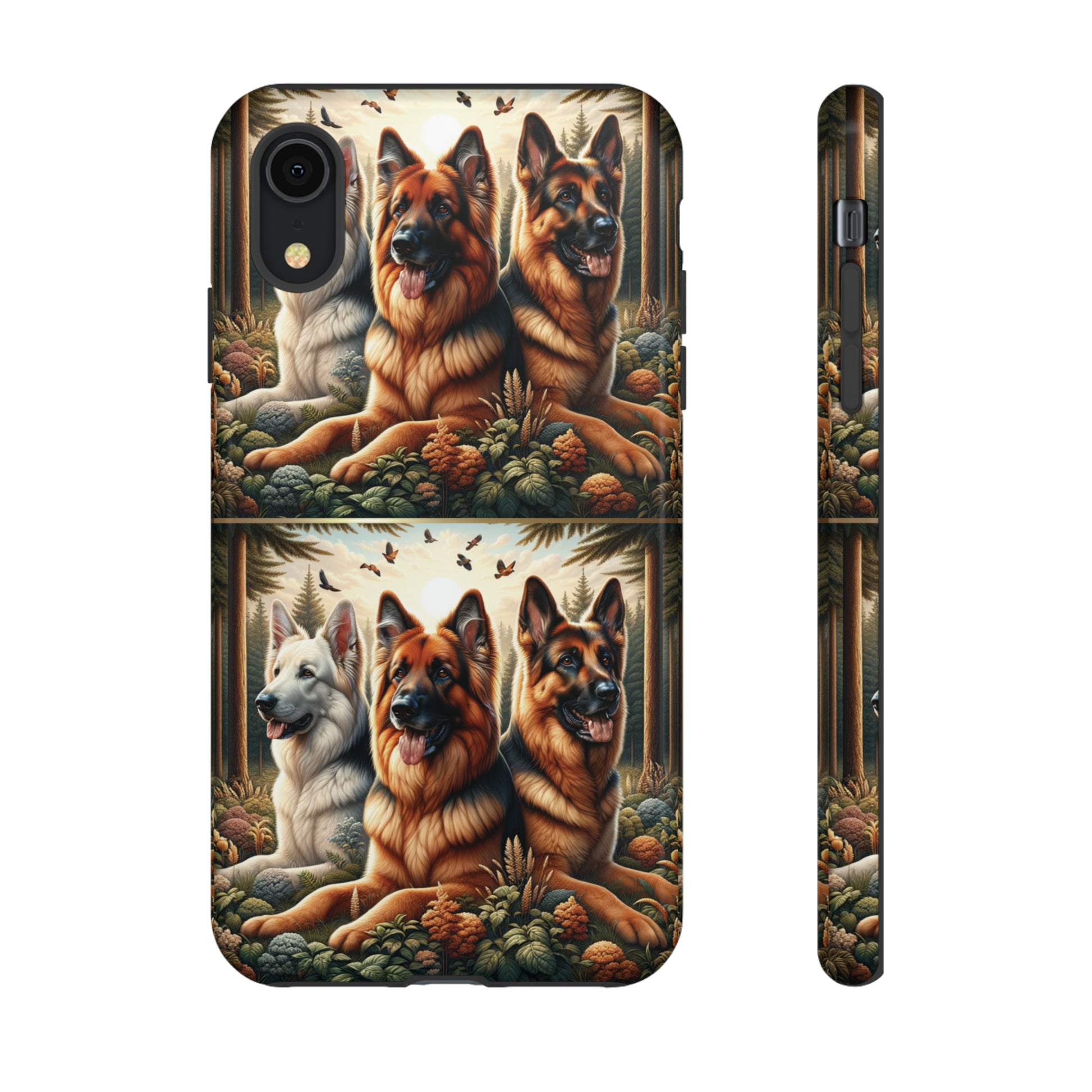 German Shepherd Phone Tough Case Floral Elegant Durable Dog Lover Devices iPhone 15, Samsung iPhone Samsung Accessory Gift for Her.