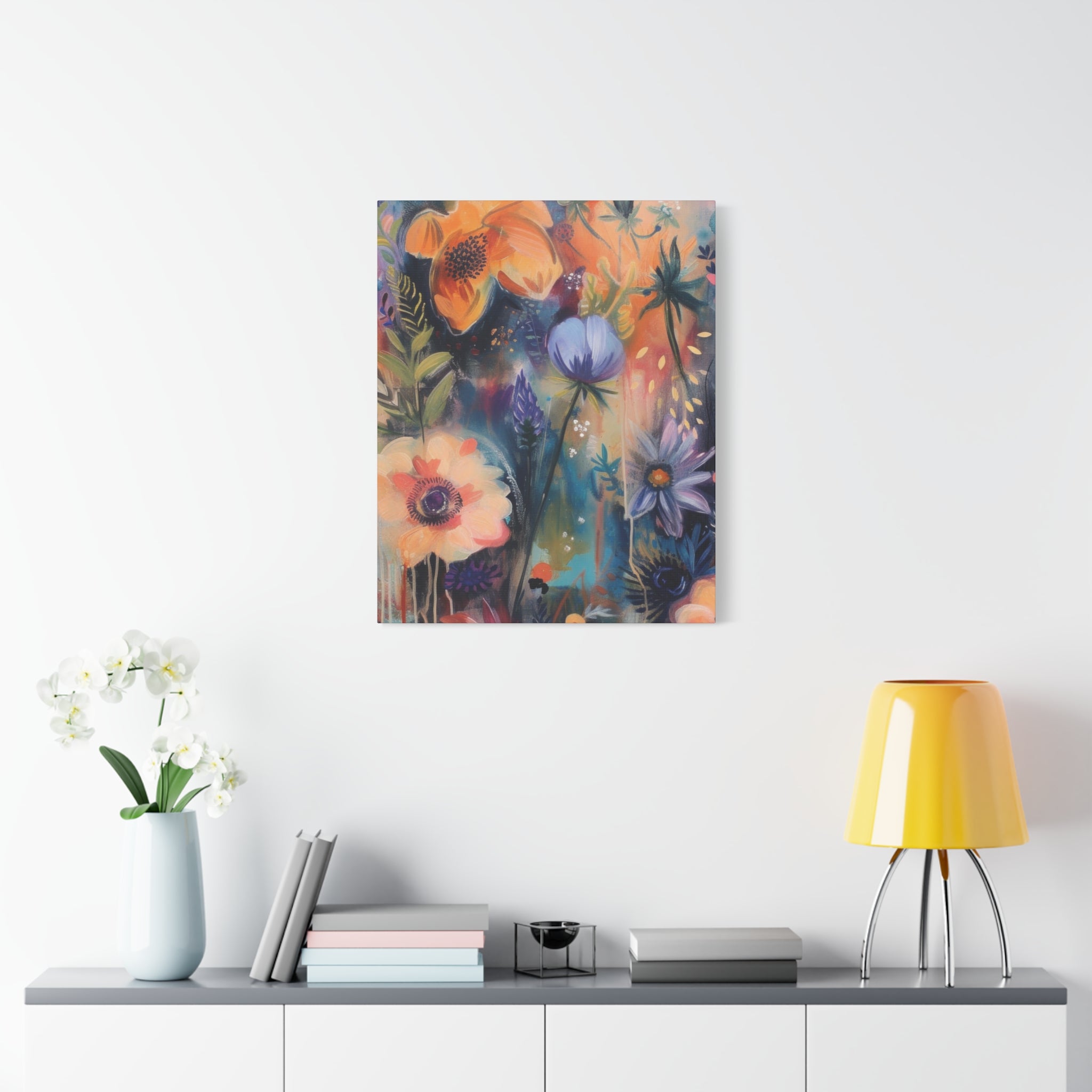 Boho Floral Wall Art Matte Canvas Stretched, Vibrant Botanical Design, Perfect for Living Room, Bedroom, or Office Decor, Adds a Stylish Touch to Any Space1.25" - MRSBYVALLE