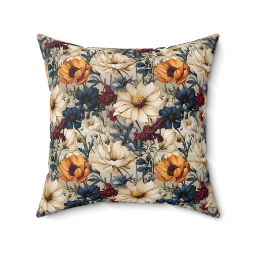 Boho Elegant Winter Floral Square Pillow Vibrant Floral Design Soft and Stylish Decorative Throw Pillow for Boho-Inspired Home Décor Bridal Shower - MRSBYVALLE