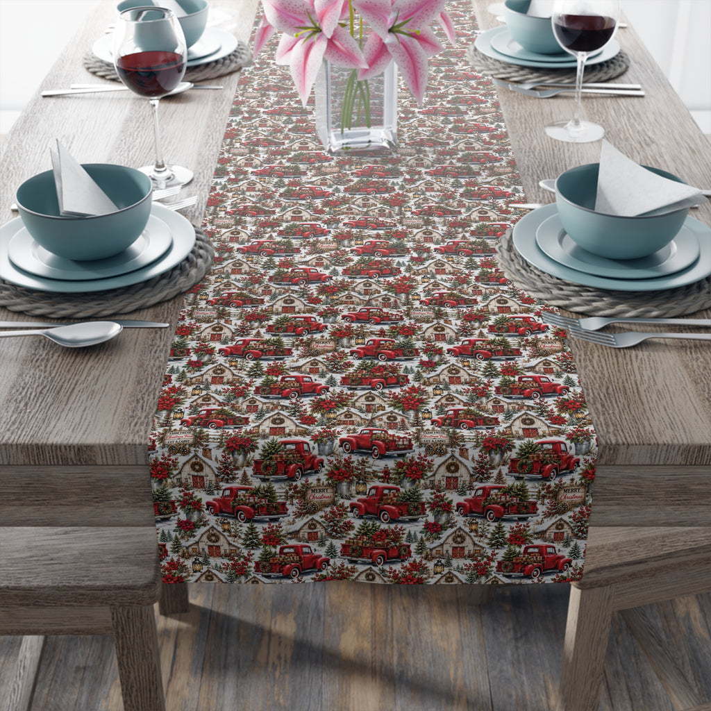 Autumn Harvest Table Runner — Rustic Farmhouse Cotton-Poly Dining Decor