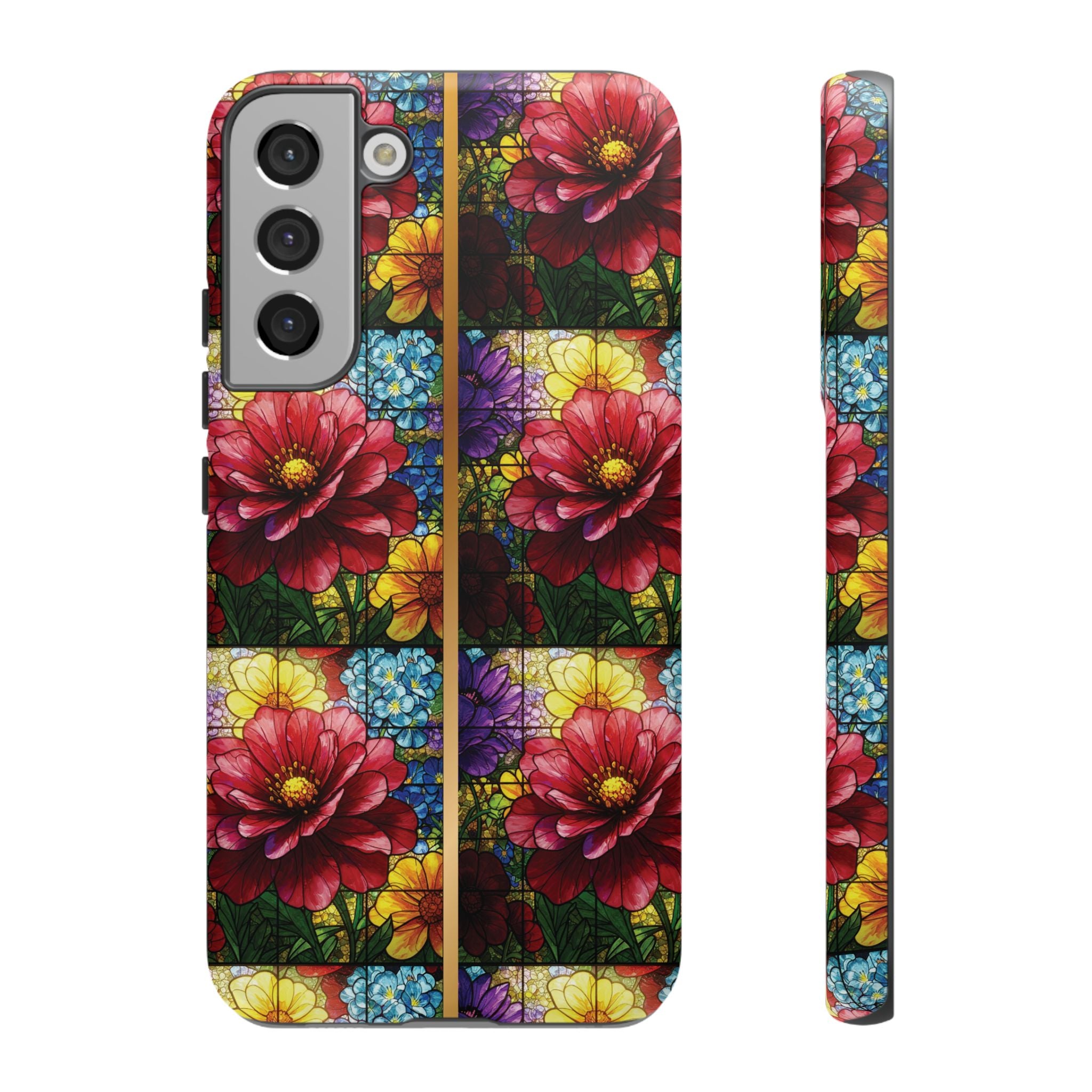 Stained Glass Illusion Floral Phone Case  3D Colorful Flower Design, Protective Christian Gift, Fits iPhone, Samsung, Google Pixel
