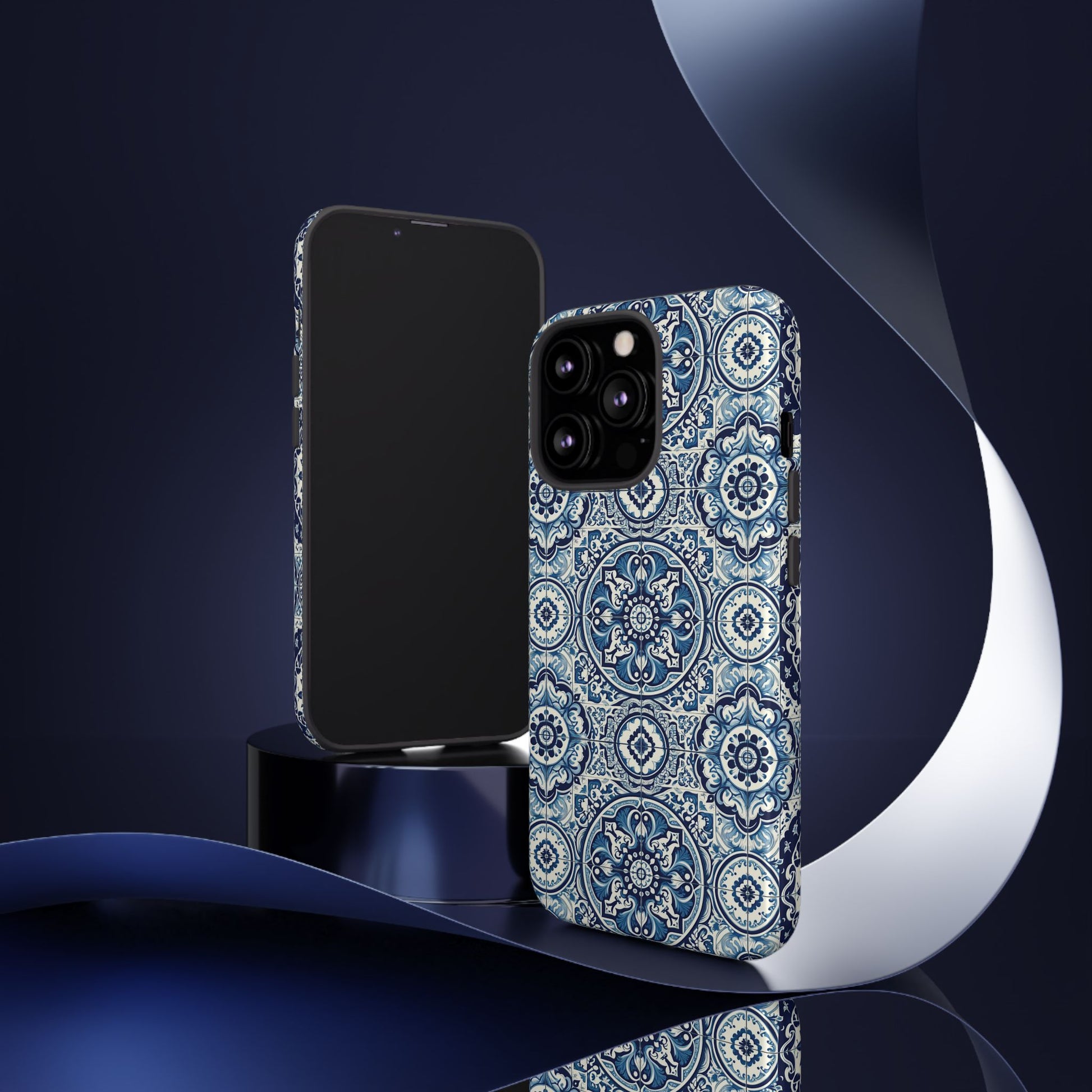 Azulejo Tile Phone Case Elegant Mediterranean Blue Porcelain Design iPhone 17, 16, 15, Samsung iPhone Samsung Accessory Gift for Her