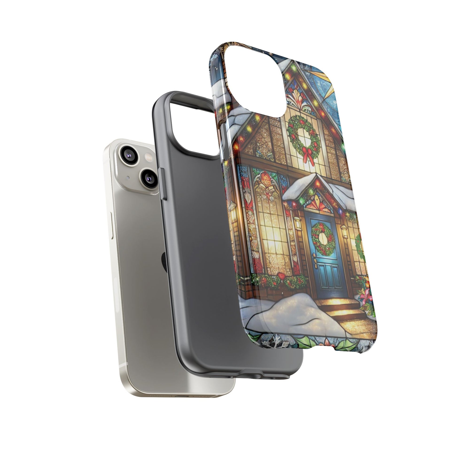 Stain Glass Christmas Phone Case Unique Holiday Protection for Your Device | Stylish & Durable Cover Gift for Her Phone 15, Samsung iPhone Samsung Accessory Gift for Her