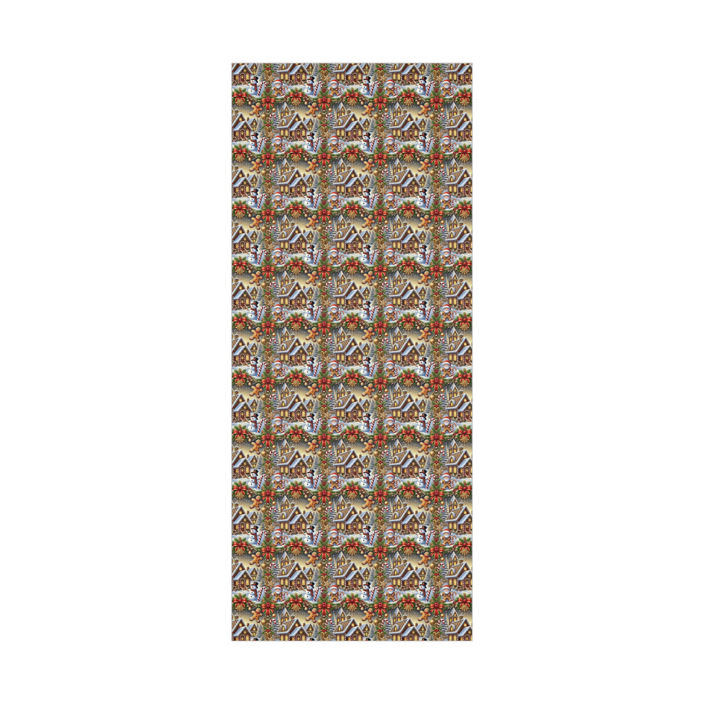 Gingerbread House & Snowman Christmas Wrapping Paper Festive Holiday Gift Wrap with Vibrant Perfect for Christmas Presents and Seasonal Decor - MRSBYVALLE