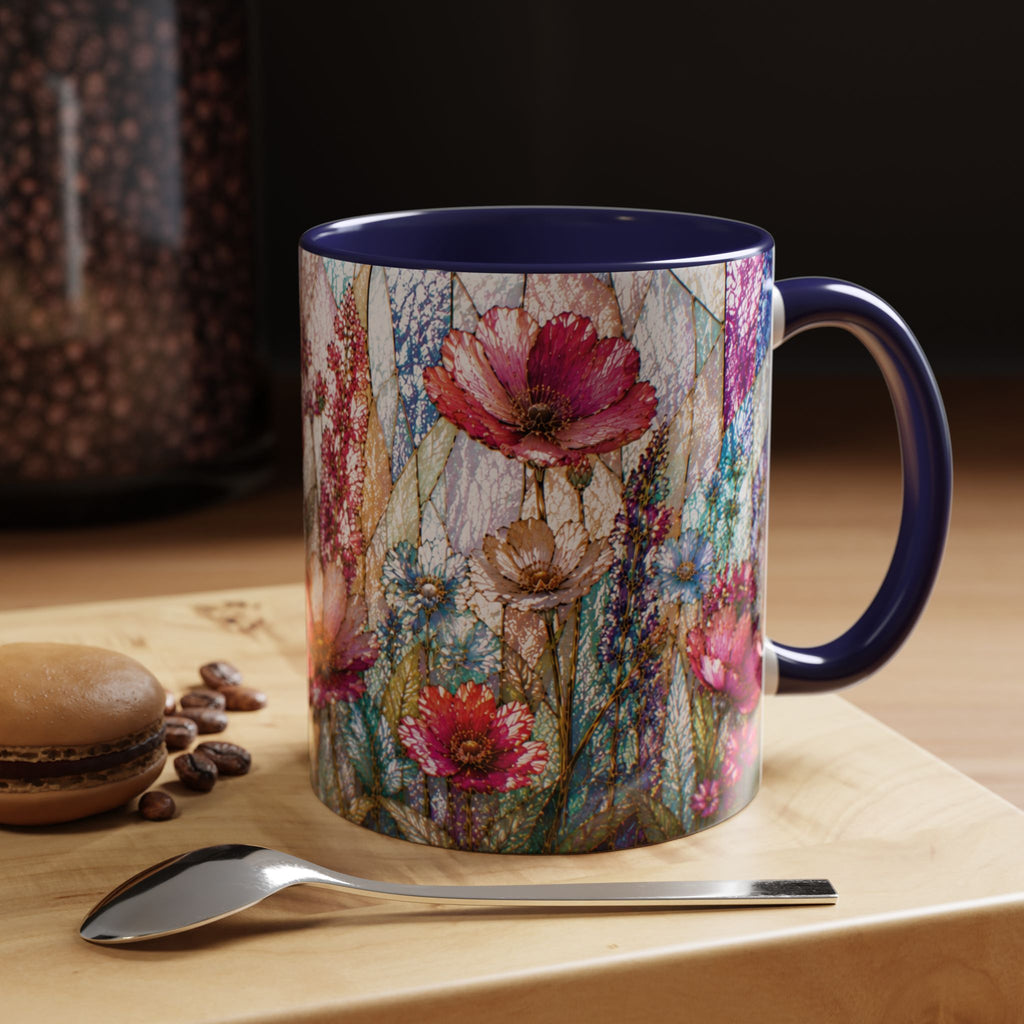 Wildflower Watercolor Coffee Mug Vibrant Wildflower Accent 11/15oz Stain Glass Illusion