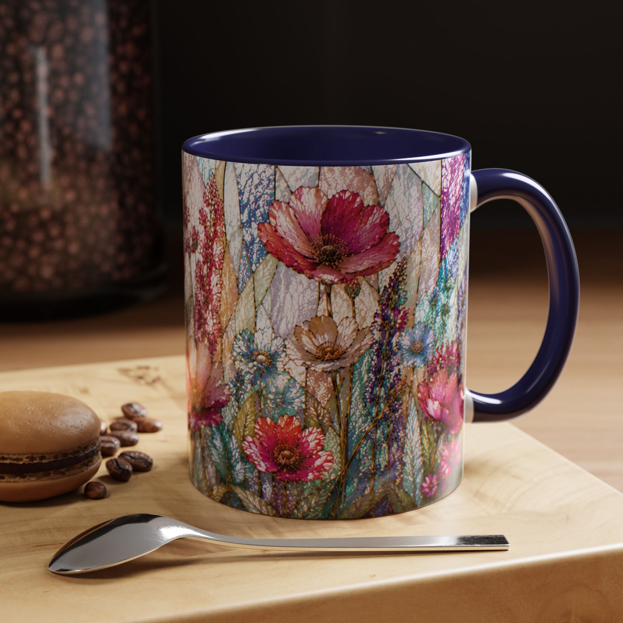 Wildflower Watercolor Coffee Mug Vibrant Wildflower Accent 11/15oz Stain Glass Illusion