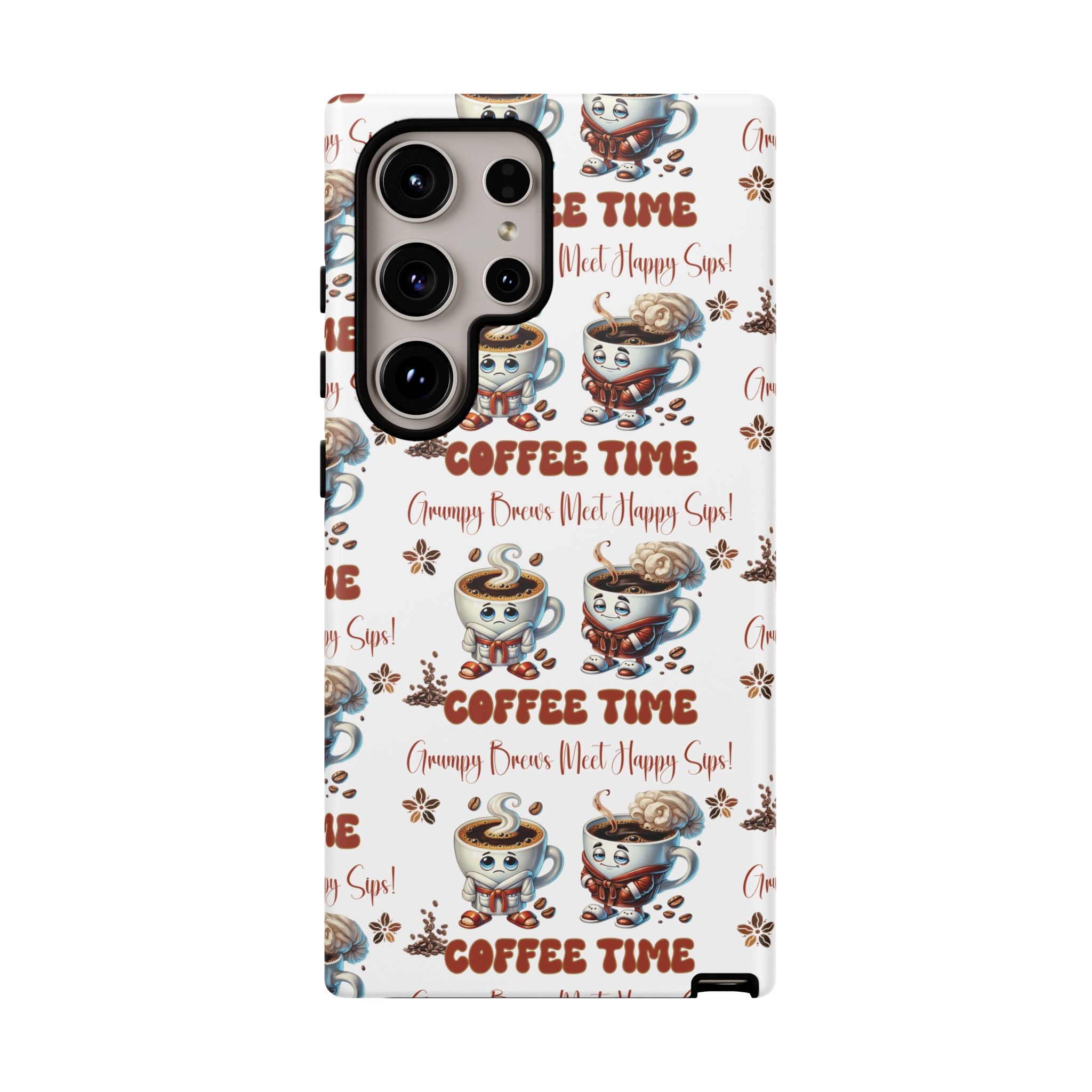 Grumpy Brews Meet Happy Sips Phone Case Compatible with iPhone, Samsung & Pixel | Fun, Durable Protection for Coffee Lovers | Unique Design, Shockproof & Scratch-Resistant Perfect for Coffee Lover - MRSBYVALLE