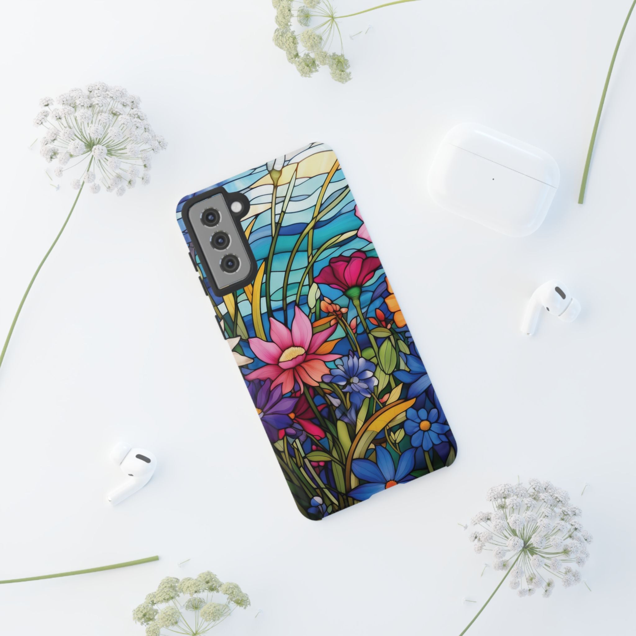 Wildflowers Stain Glass Illusion Phone Case Unique Holiday Protection for Your Device | Stylish & Durable Cover Gift for Her Phone 15, Samsung iPhone Samsung Accessory Gift for Her