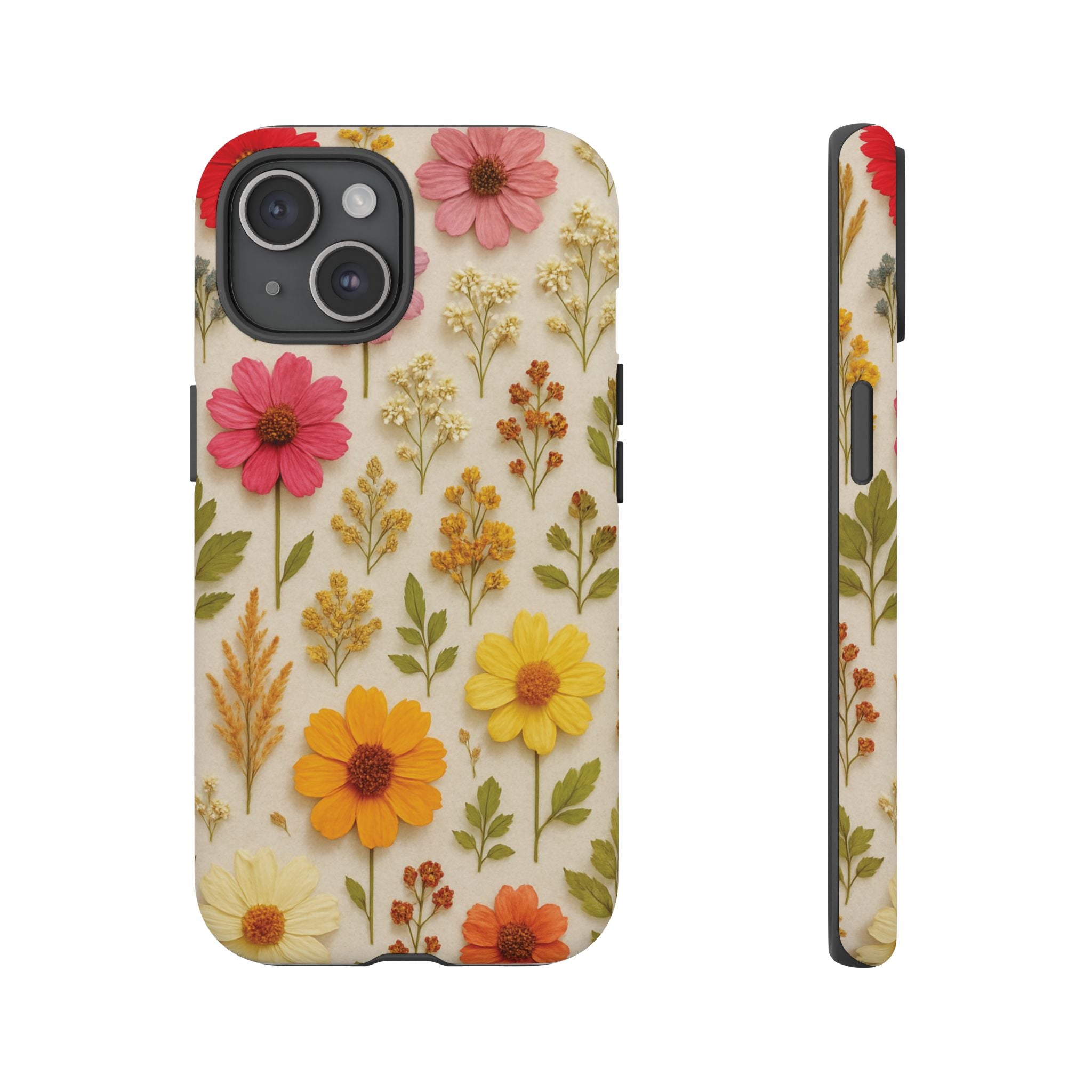 Dried Flowers Illusion Phone Case – Realistic Botanical Aesthetic, Colorful Pressed Floral Art, Trendy Nature-Inspired Protective Cover  iPhone & Samsung Models