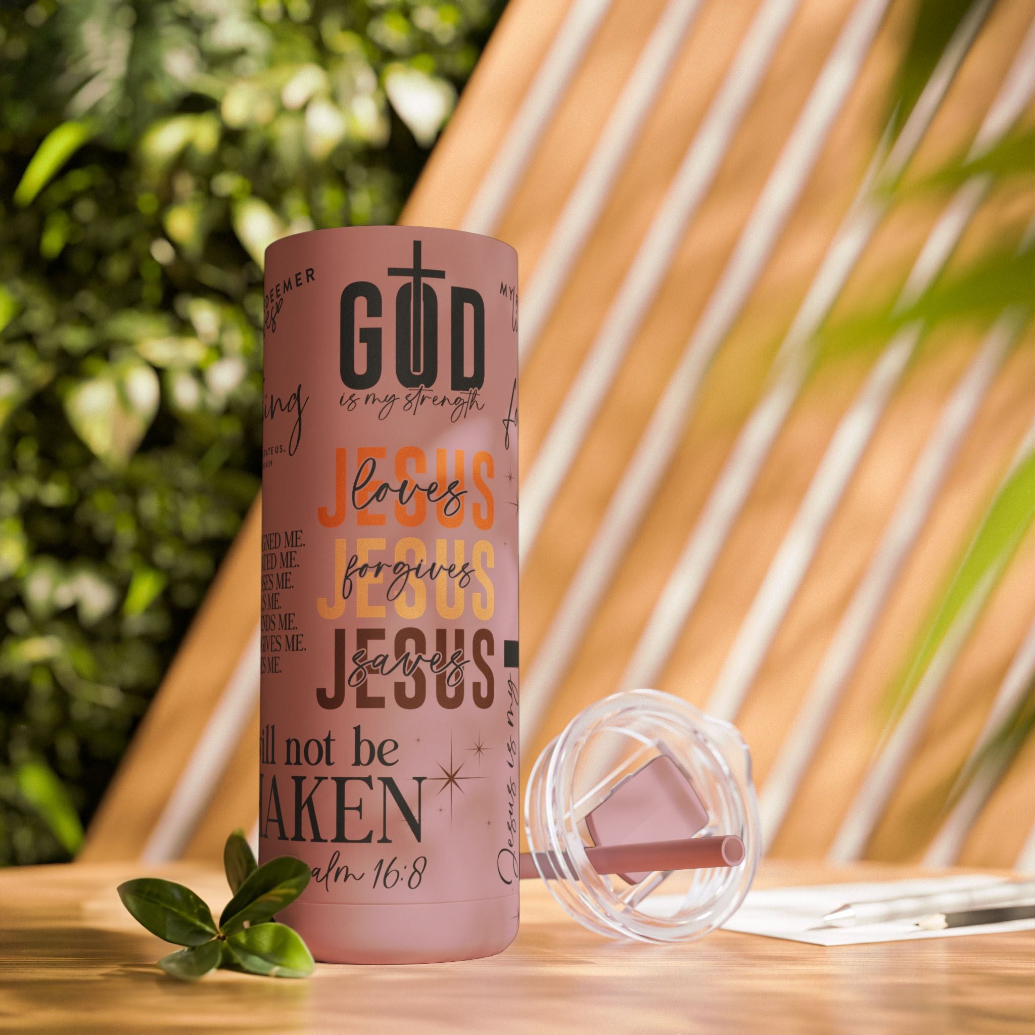 Inspirational Christian Skinny Tumbler 20oz Jesus Faith Gift, Bible Verse Travel Mug, Motivational Drinkware, Christian Prefect Gift