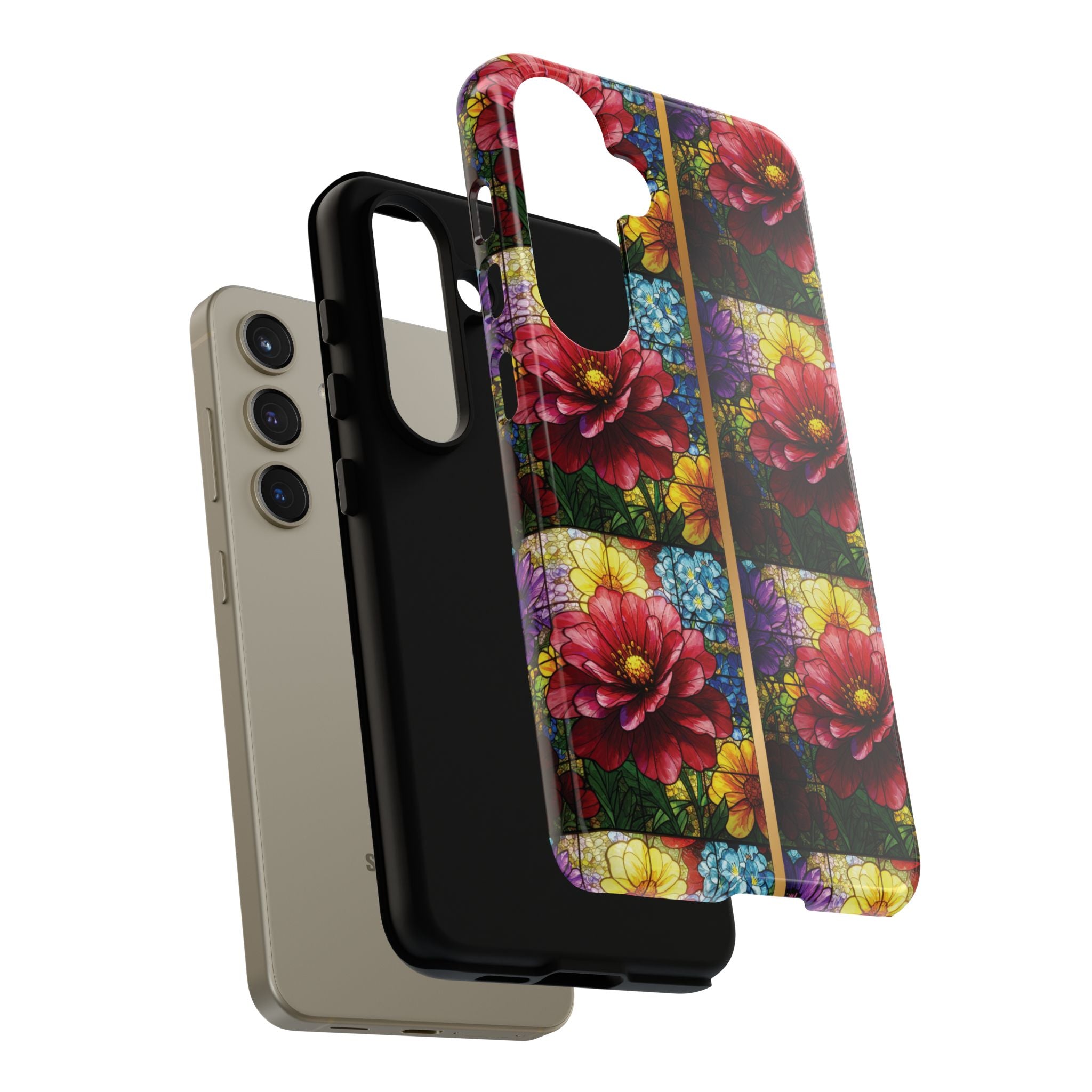 Stained Glass Illusion Floral Phone Case  3D Colorful Flower Design, Protective Christian Gift, Fits iPhone, Samsung, Google Pixel