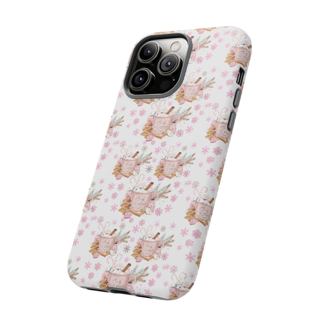 Baby it's Cold Outside Pink and White Phone Case Unique Holiday Protection for Your Device | Stylish & Durable Cover Gift for Her Phone 15, Samsung iPhone Samsung Accessory Gift for Her