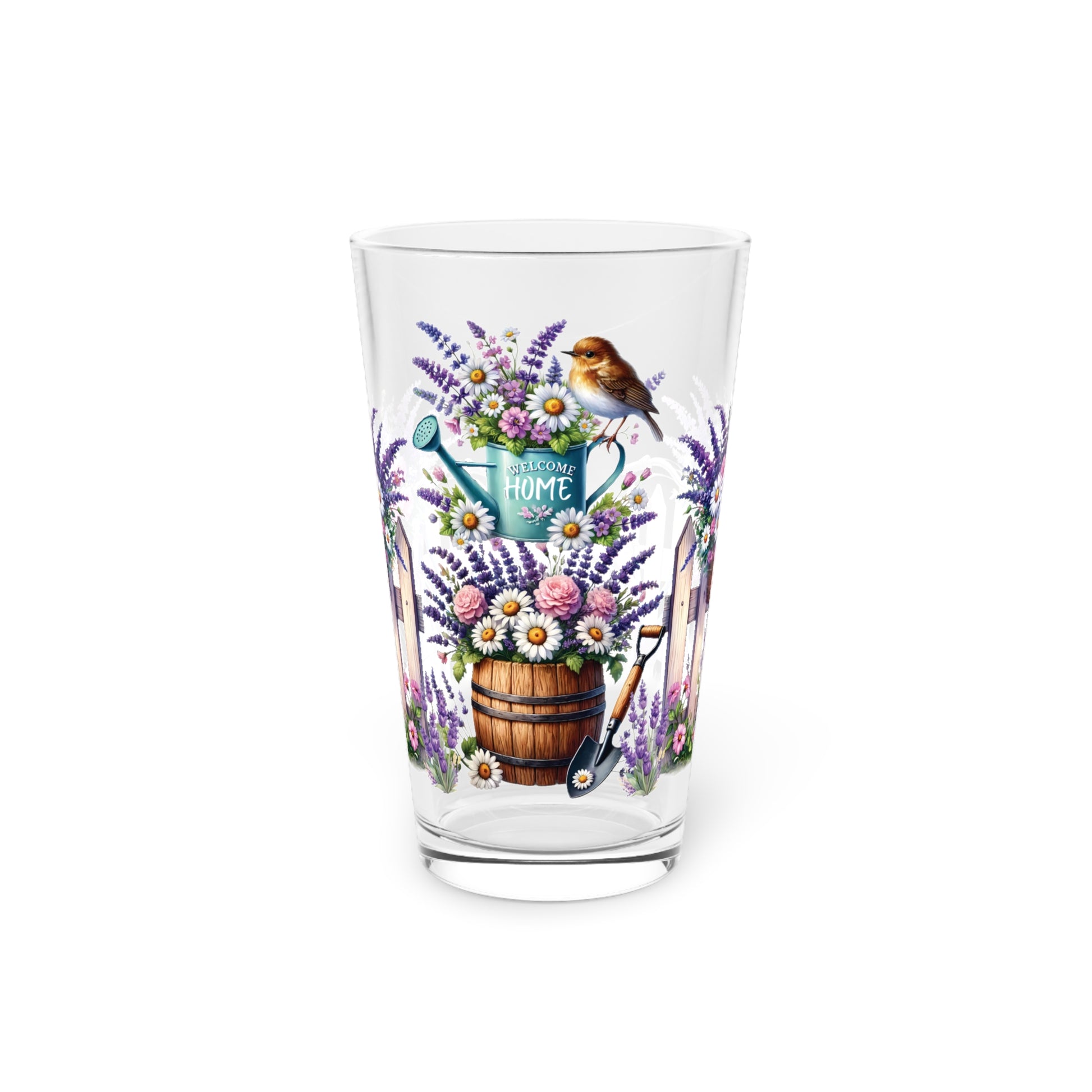 Floral Lavender 16oz Pint Glass – Festive Holiday Drinkware for Celebrations, Parties & Home Entertaining – Perfect Gift for Beer Lovers & Special Occasions