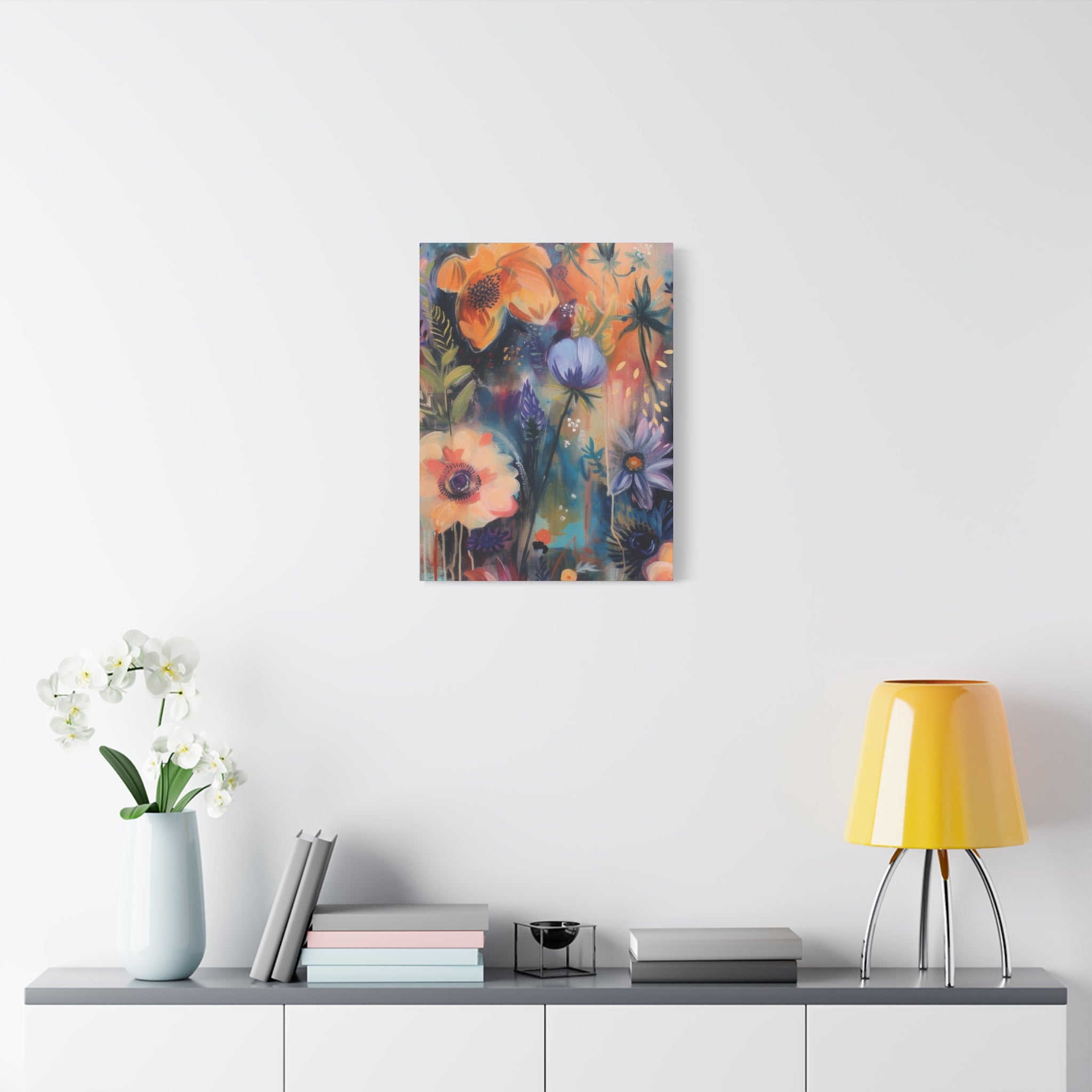 Boho Floral Wall Art Matte Canvas Stretched, Vibrant Botanical Design, Perfect for Living Room, Bedroom, or Office Decor, Adds a Stylish Touch to Any Space1.25" - MRSBYVALLE