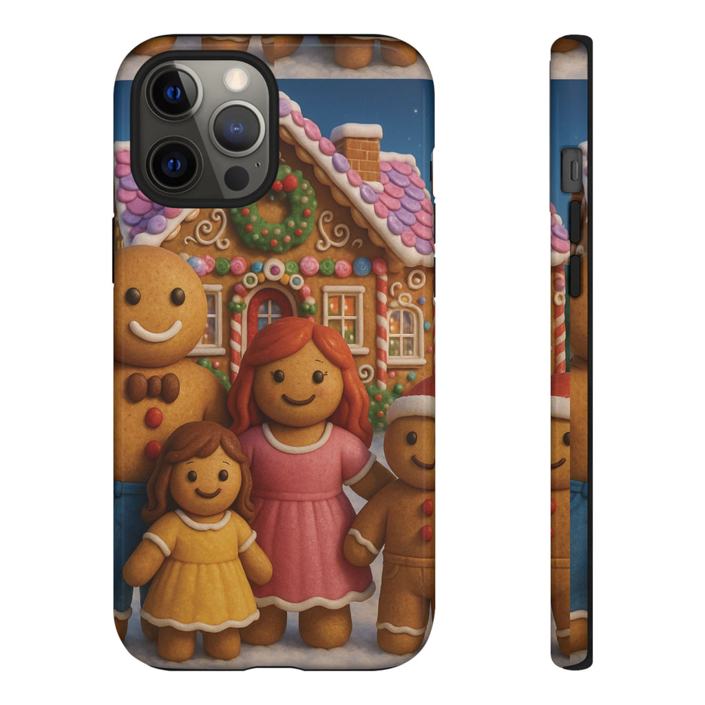 Coque de téléphone esthétique Famille en Pain d'Épices – Design d'inspiration vintage sur le thème de Noël – Étui stylé pour modèles iPhone et Samsung Galaxy