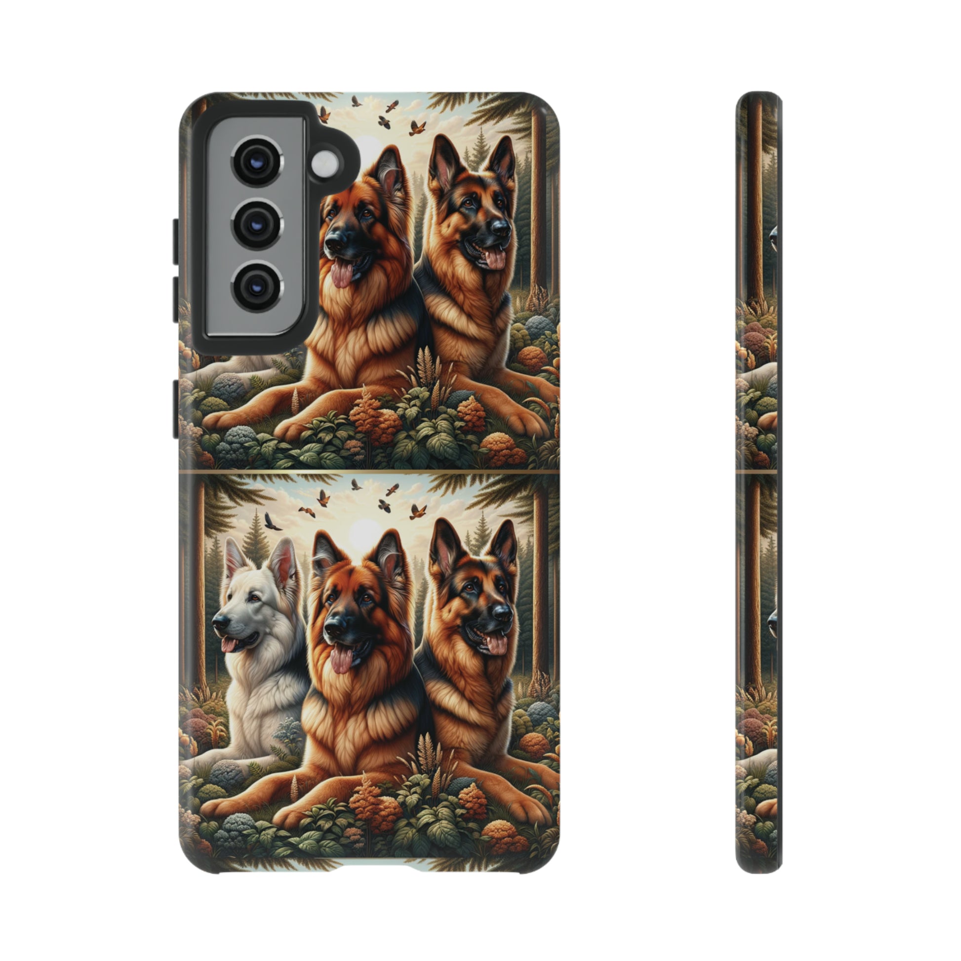 German Shepherd Phone Tough Case Floral Elegant Durable Dog Lover Devices iPhone 15, Samsung iPhone Samsung Accessory Gift for Her.