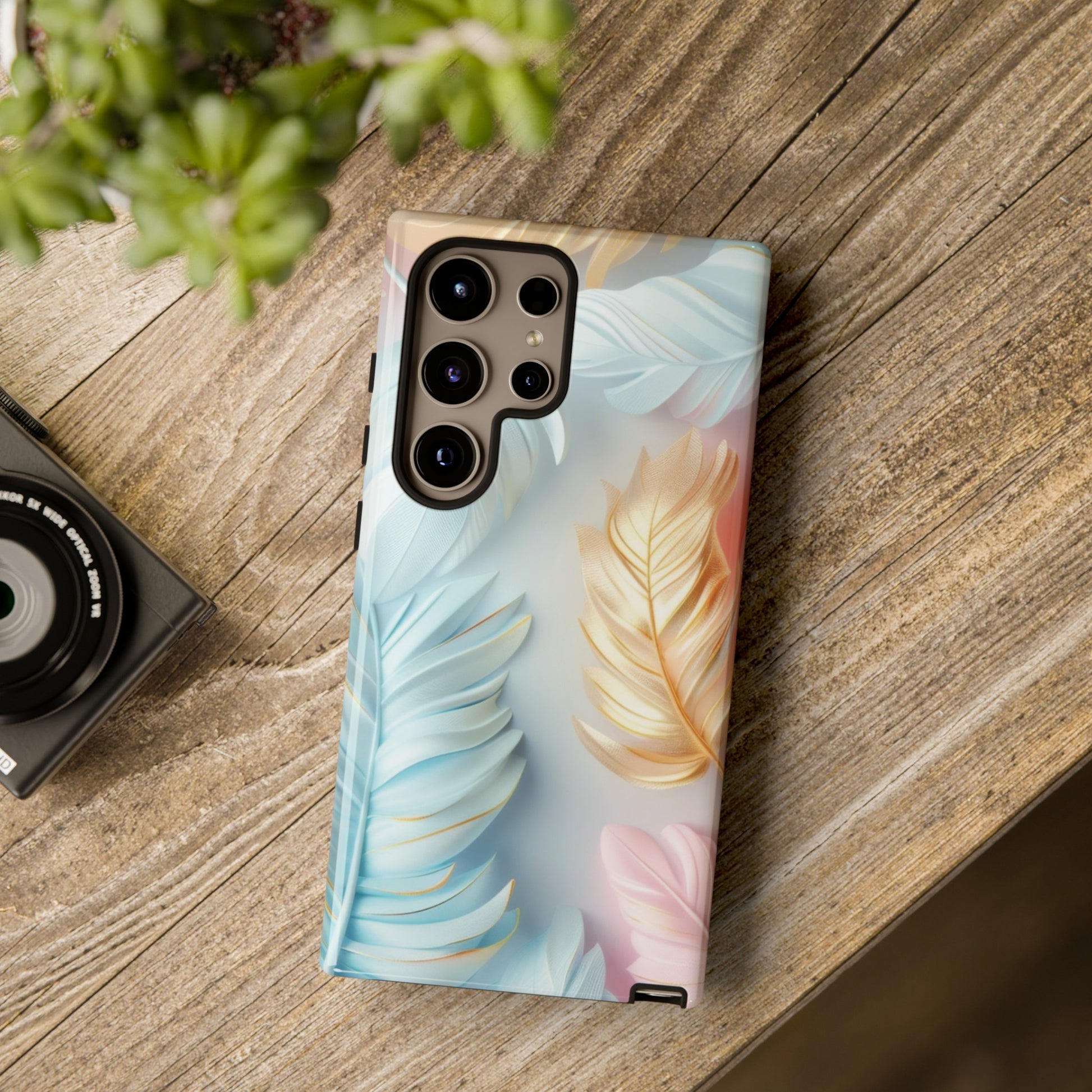 Pastel Feathers Protective Phone Case Gift for Her Phone 15, Samsung iPhone Samsung Gift for Her Case iPhone 15, Samsung iPhone Samsung Accessory Gift for Her